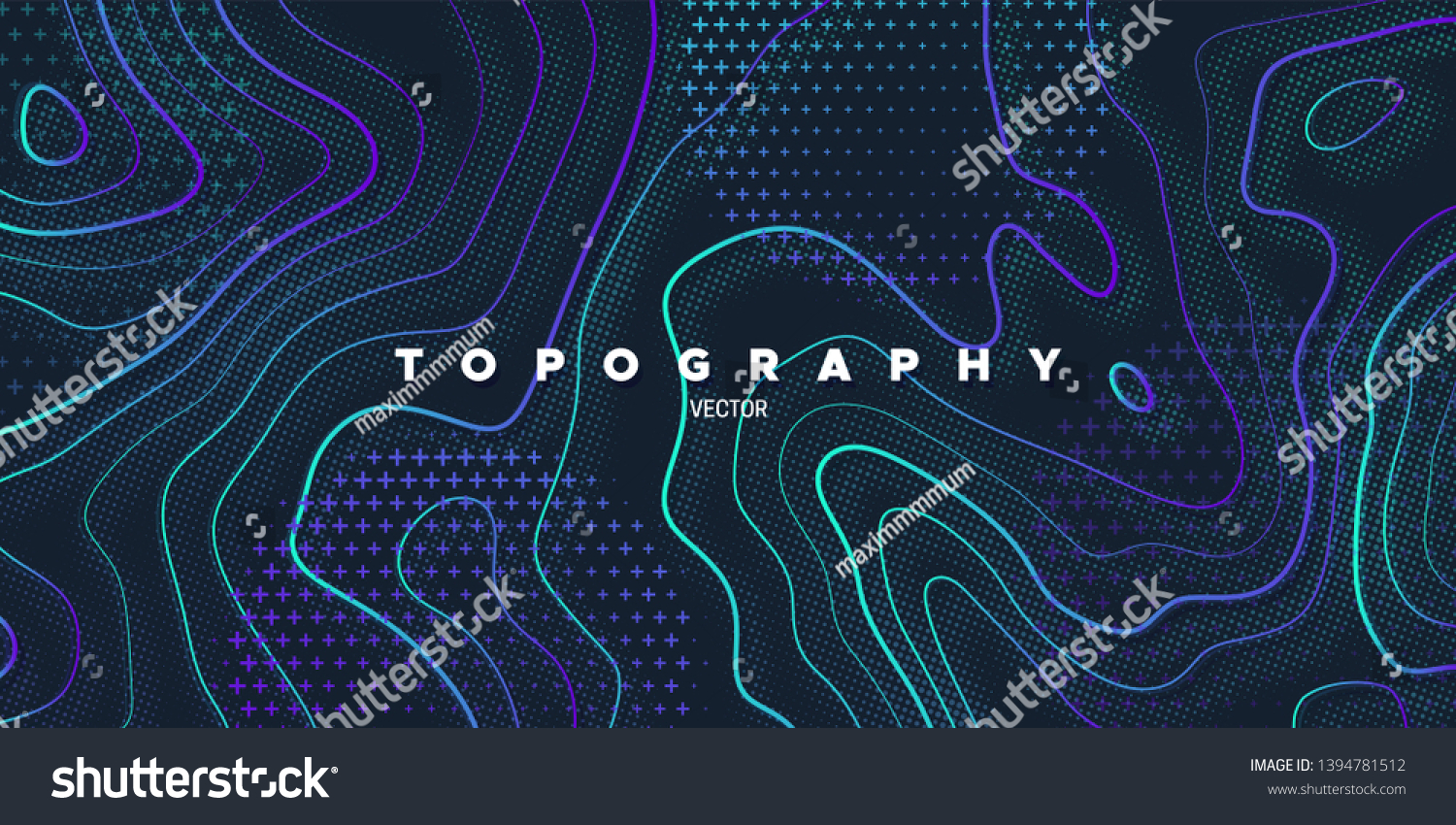 Topography relief. Abstract memphis background. Vector minimal illustration. Liquid gardients. Outline cartography landscape. Modern poster design. Trendy cover with wavy colorful lines #1394781512