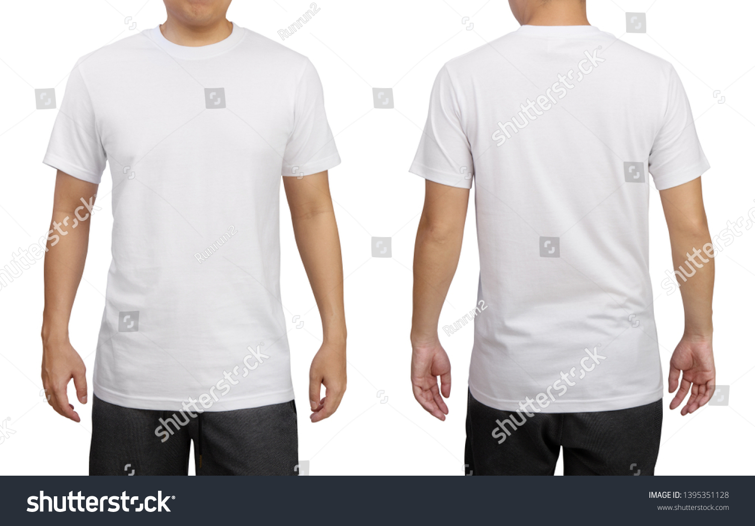 White t-shirt on a young man isolated on white - Royalty Free Stock ...
