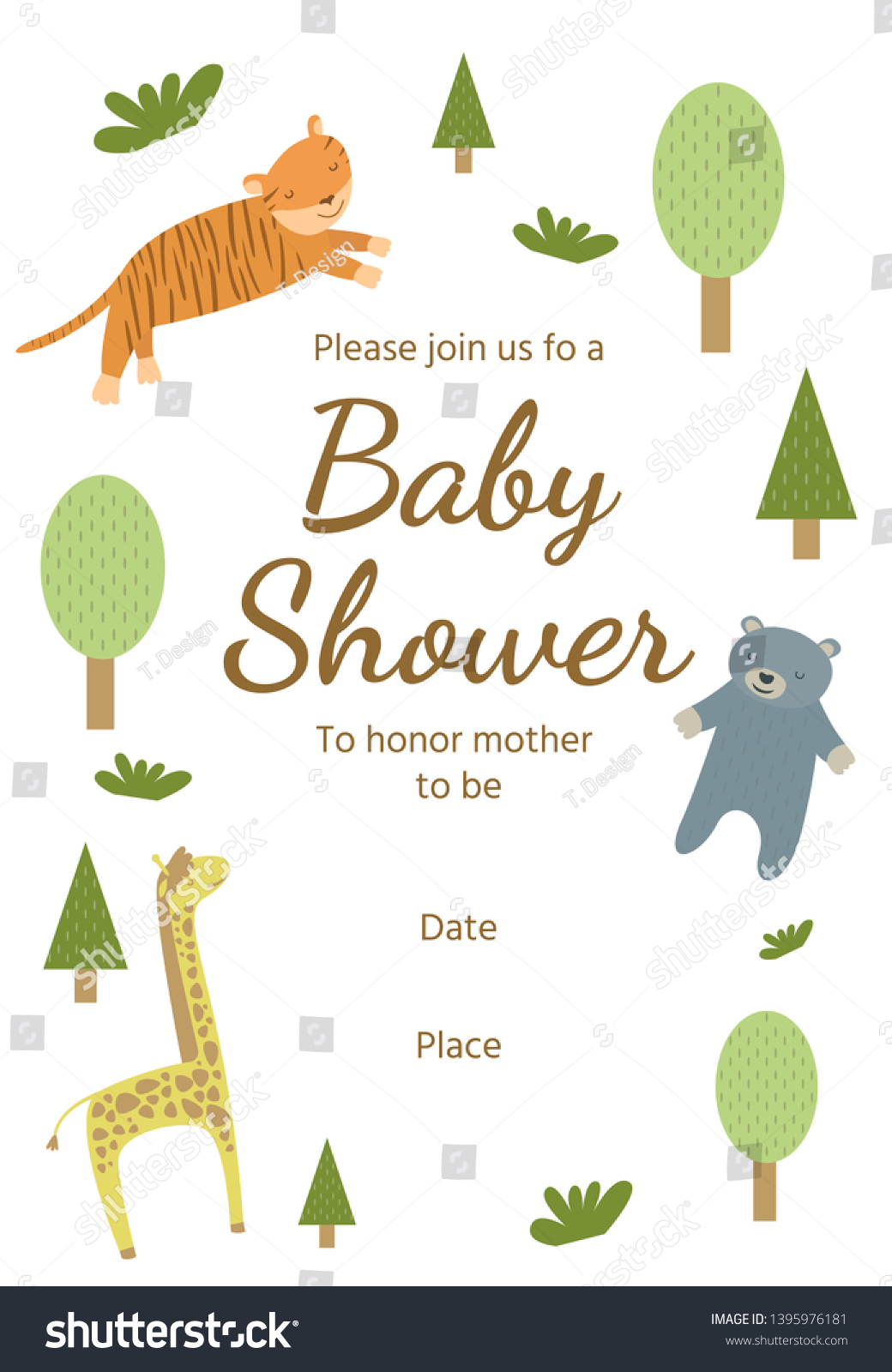 Baby shower vector invitation card - Royalty Free Stock Vector ...