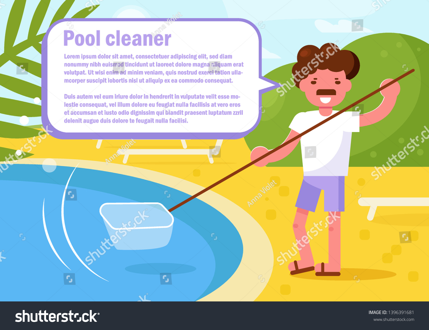 Pool Cleaner Vector Cartoon Isolated Art Flat Royalty Free Stock Vector 1396391681 3315