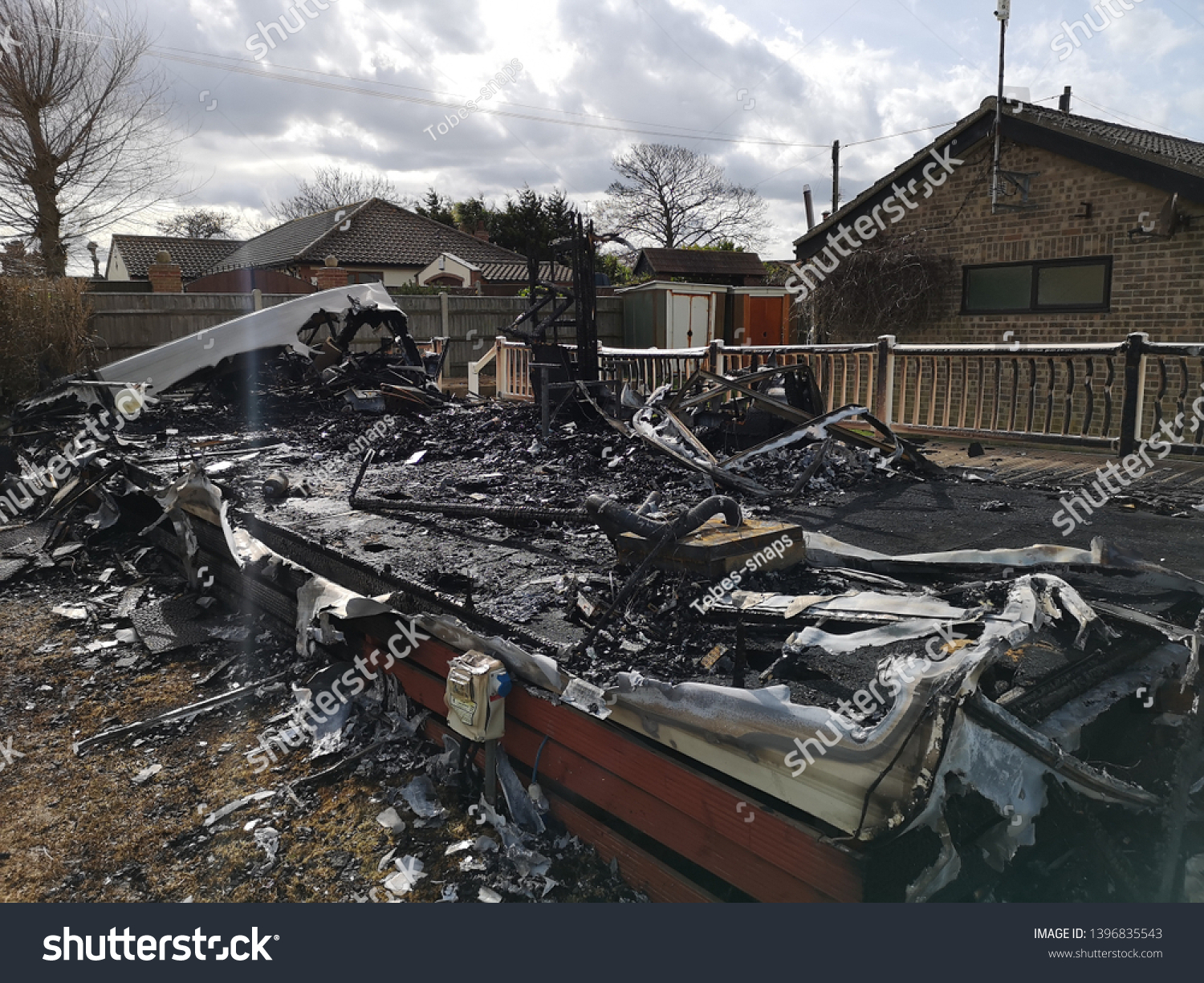 burnt down building fire caravan static caravan  #1396835543