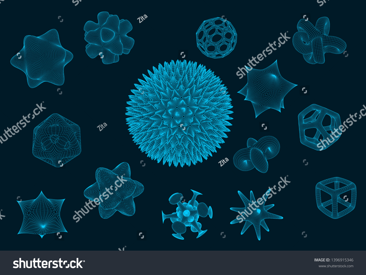 Vector Nanotech Particles Icons Set Royalty Free Stock Vector