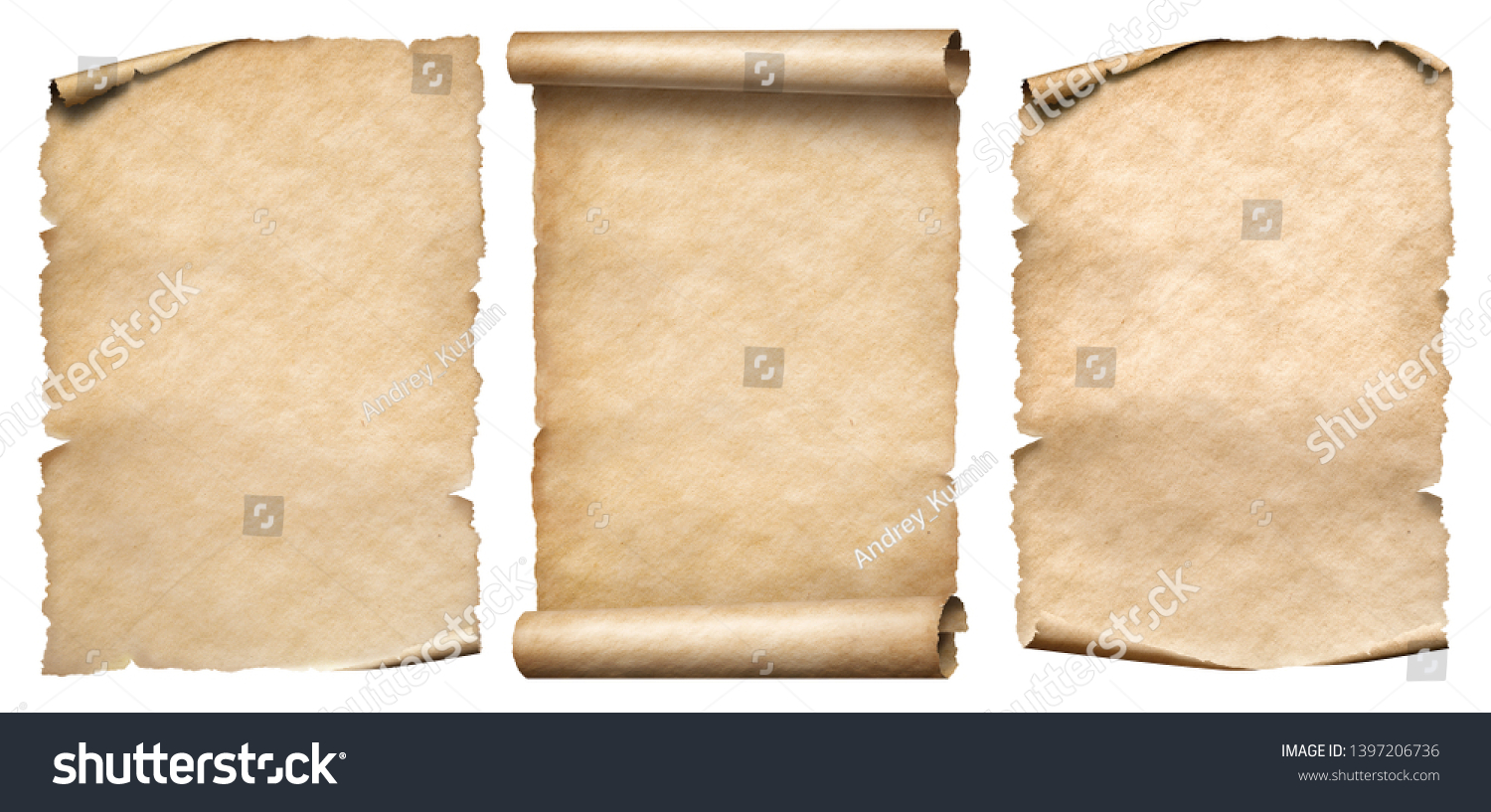 Vintage paper or parchments set isolated on white #1397206736