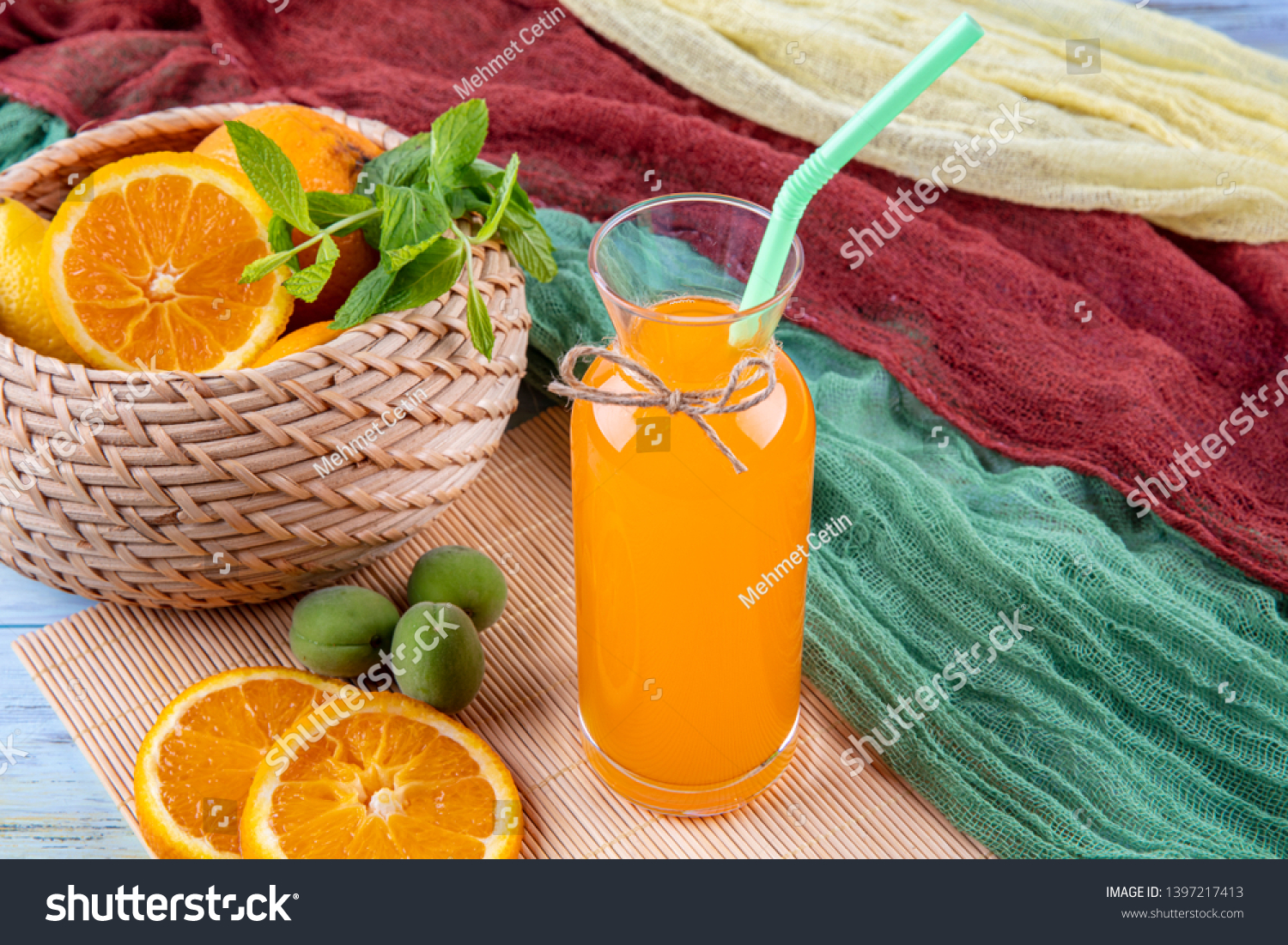 Summer season drink concept. Orange crush. Glass with orange juice. #1397217413