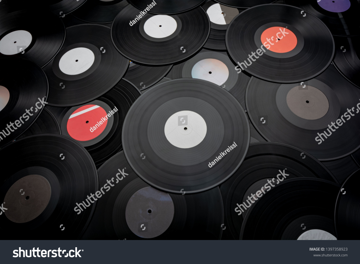 a large group of black gramophone records #1397358923