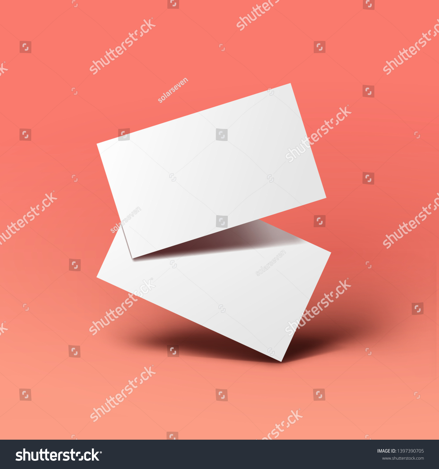 Realistic floating business branding cards template mockup with shadows. Vector illustration #1397390705