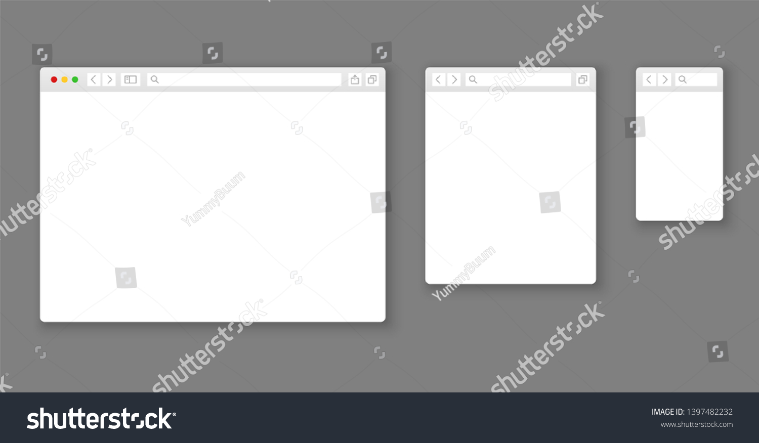 Browser Mockups. Website Different Devices Web - Royalty Free Stock ...