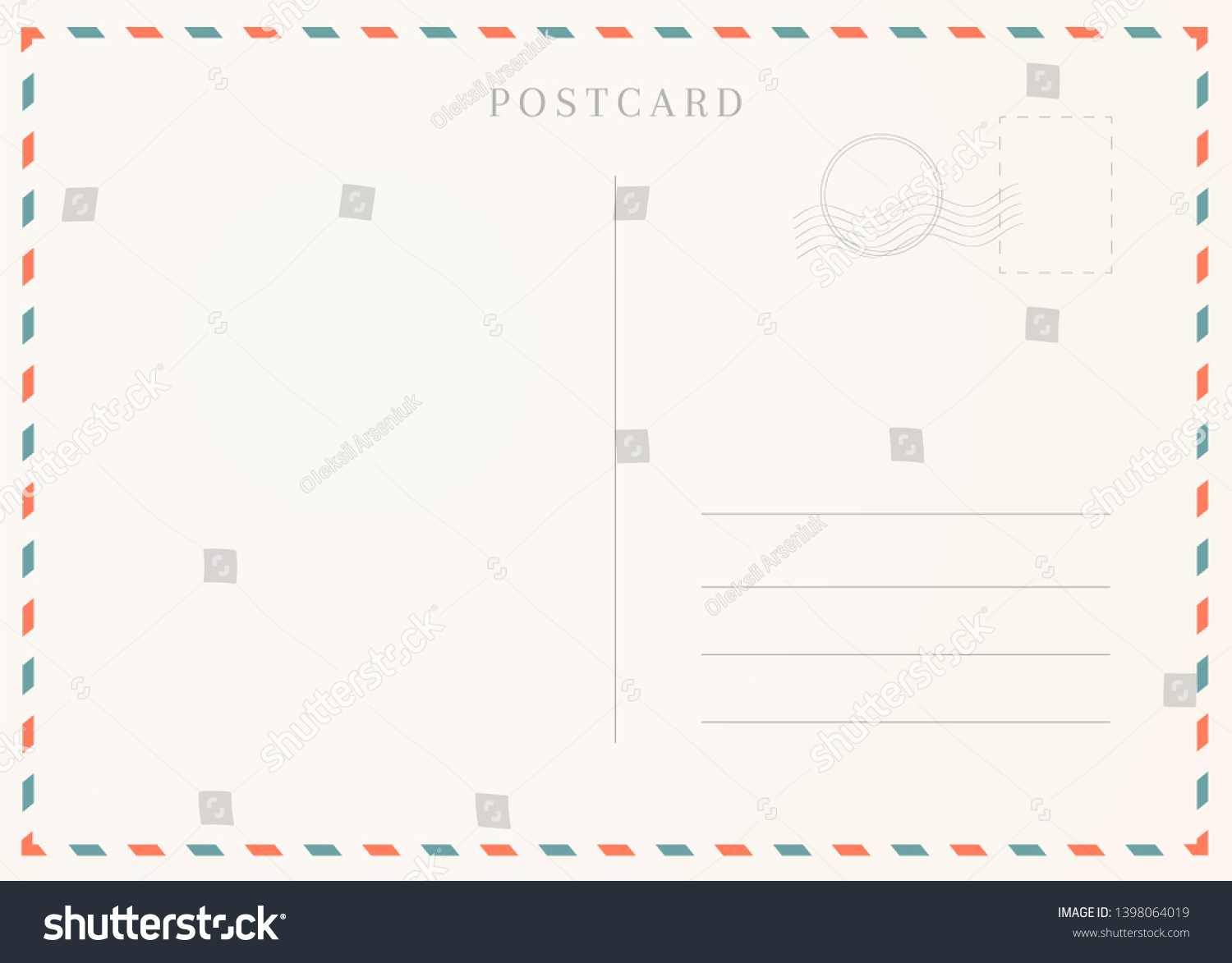 Vintage postcard template. Postal card illustration for design #1398064019