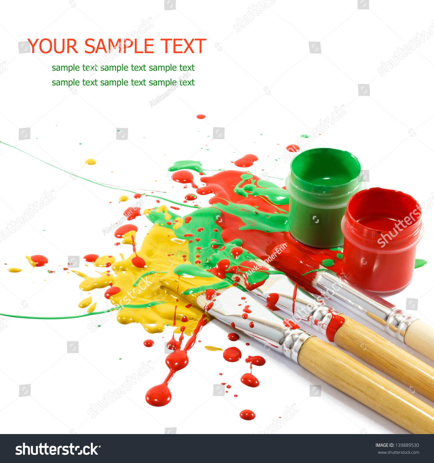 Colorful paints and artist brushes #139889530