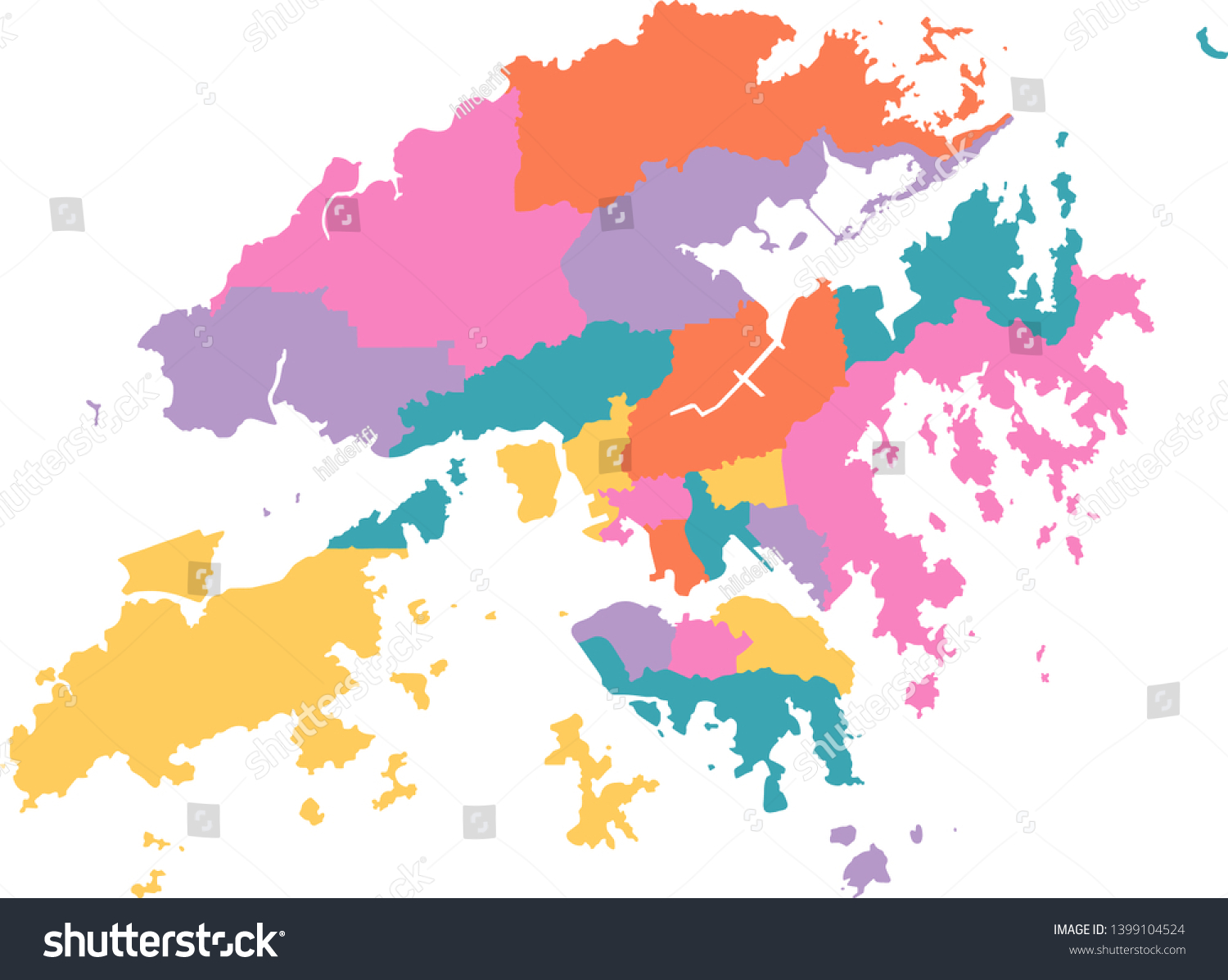 hong kong map with regions vector flat - Royalty Free Stock Vector ...