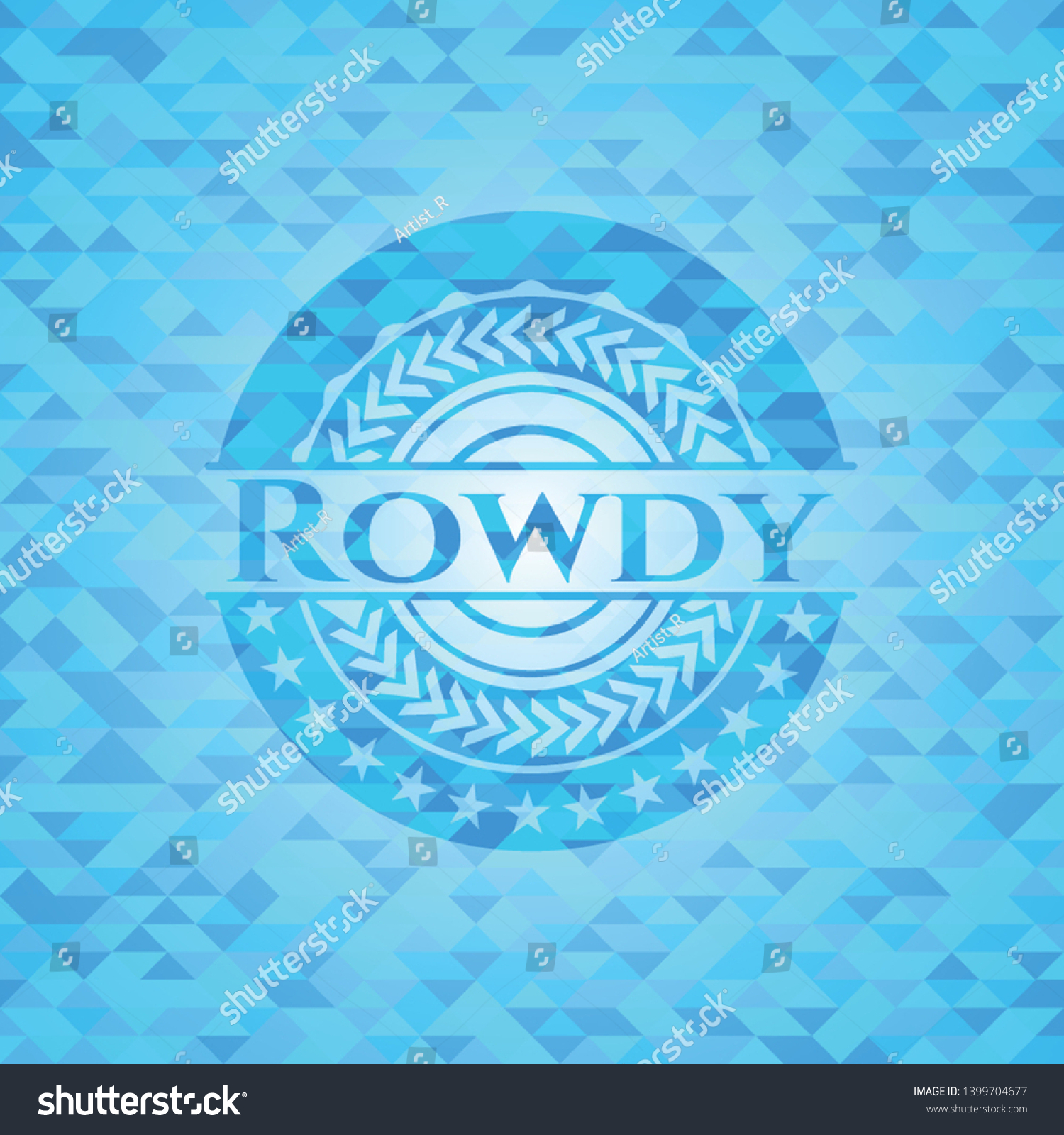 Rowdy Sky Blue Emblem With Mosaic Ecological Royalty Free Stock Vector 1399704677 