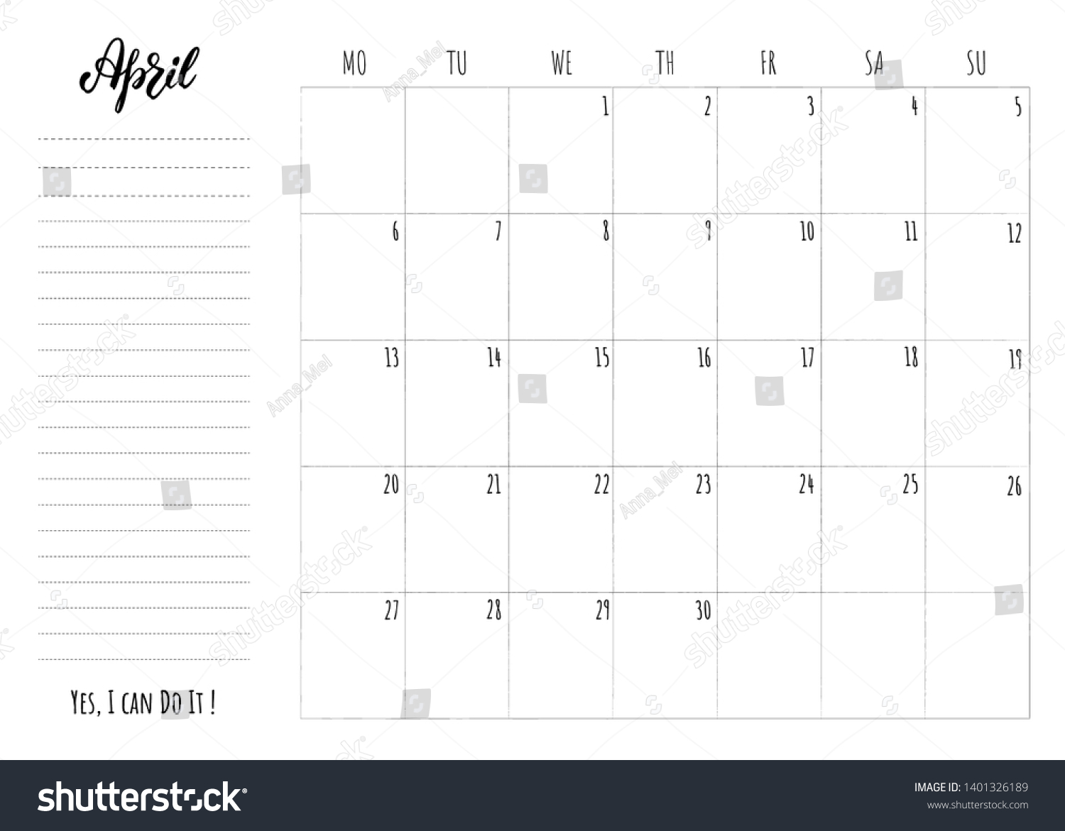 Simple calendar grid with lettering month name - Royalty Free Stock ...
