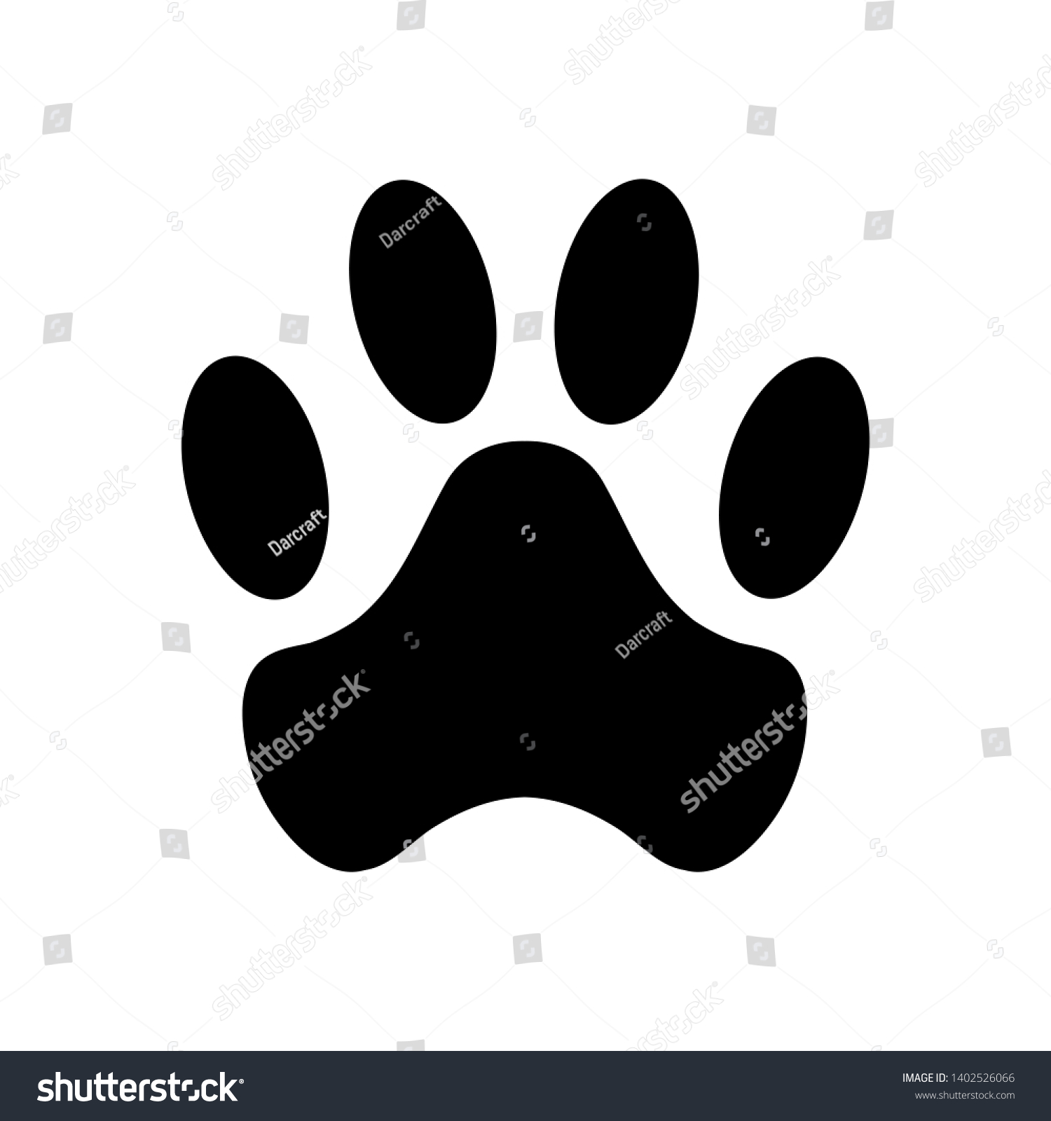 Cat paw vector icon black and white - Royalty Free Stock Vector ...