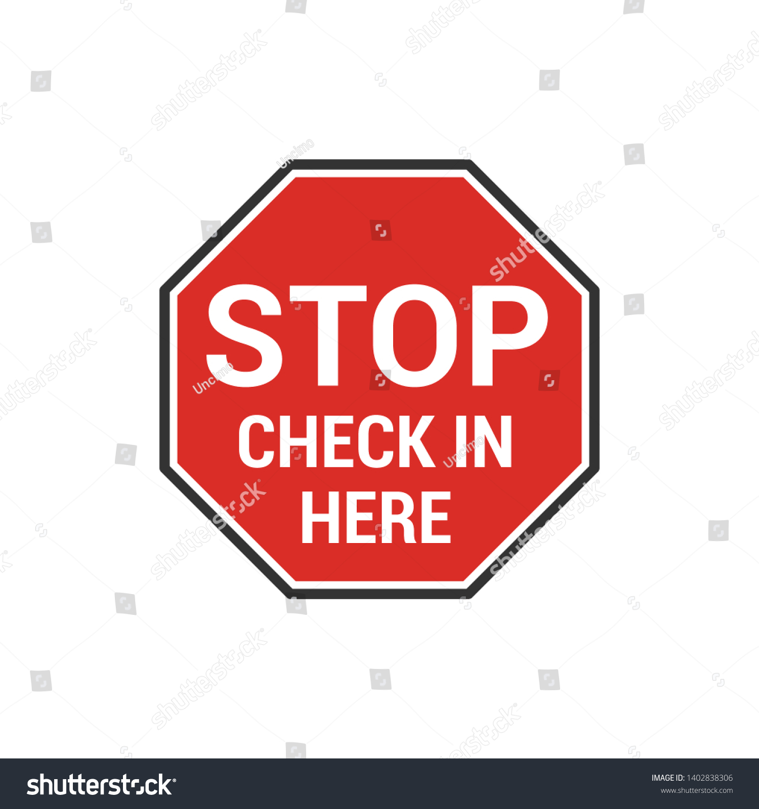 Stop Check In Here Sign Isolated On White - Royalty Free Stock Vector ...