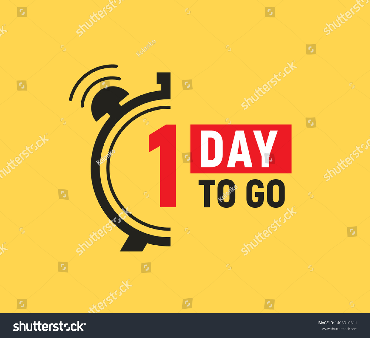 1 day to go last countdown icon. One day go sale price offer promo deal timer, 1 day only.