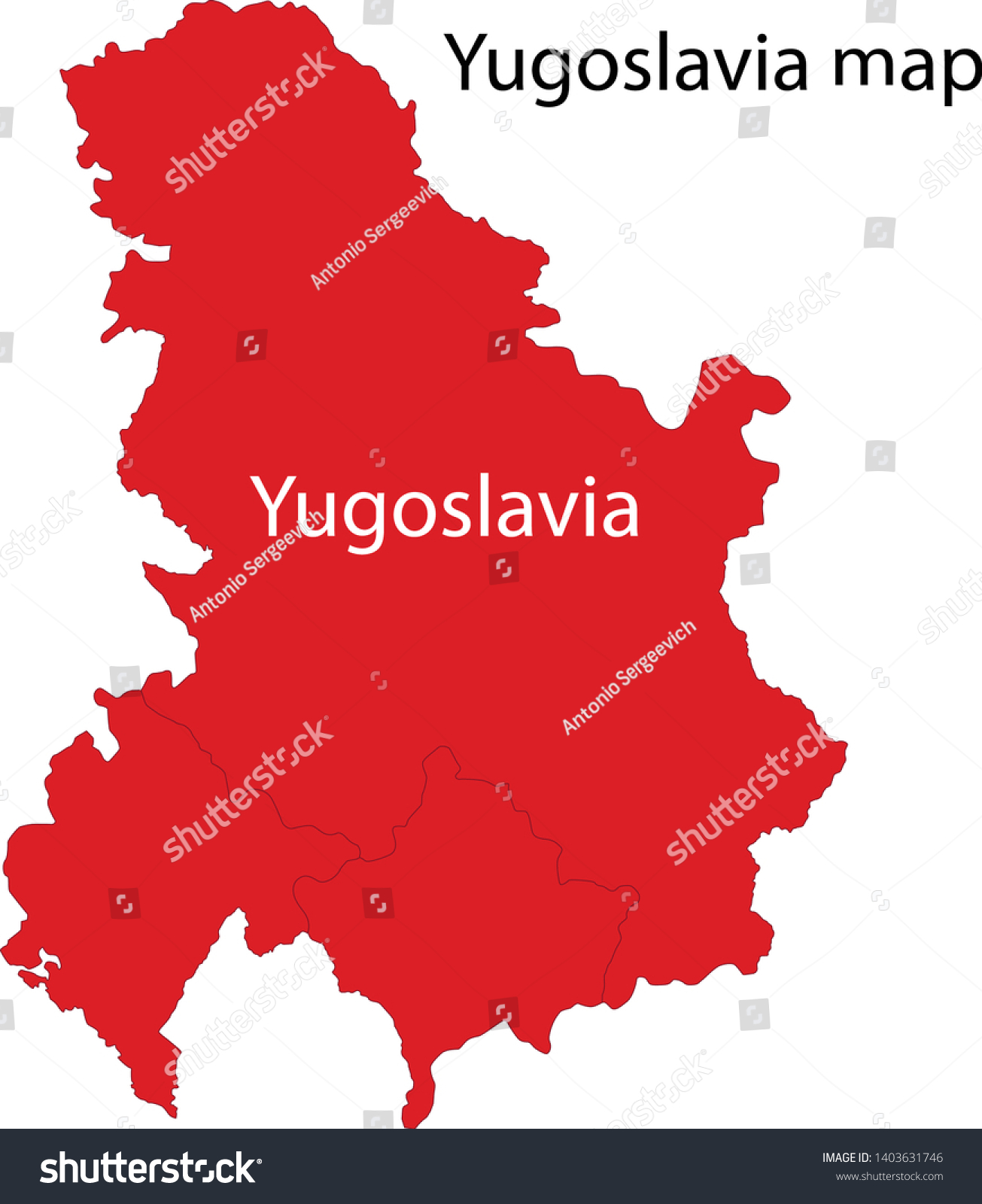Map of Yugoslavia in red #1403631746