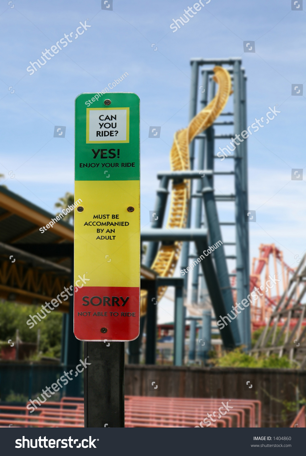 Height check sign with a roller coaster in the - Royalty Free Stock ...