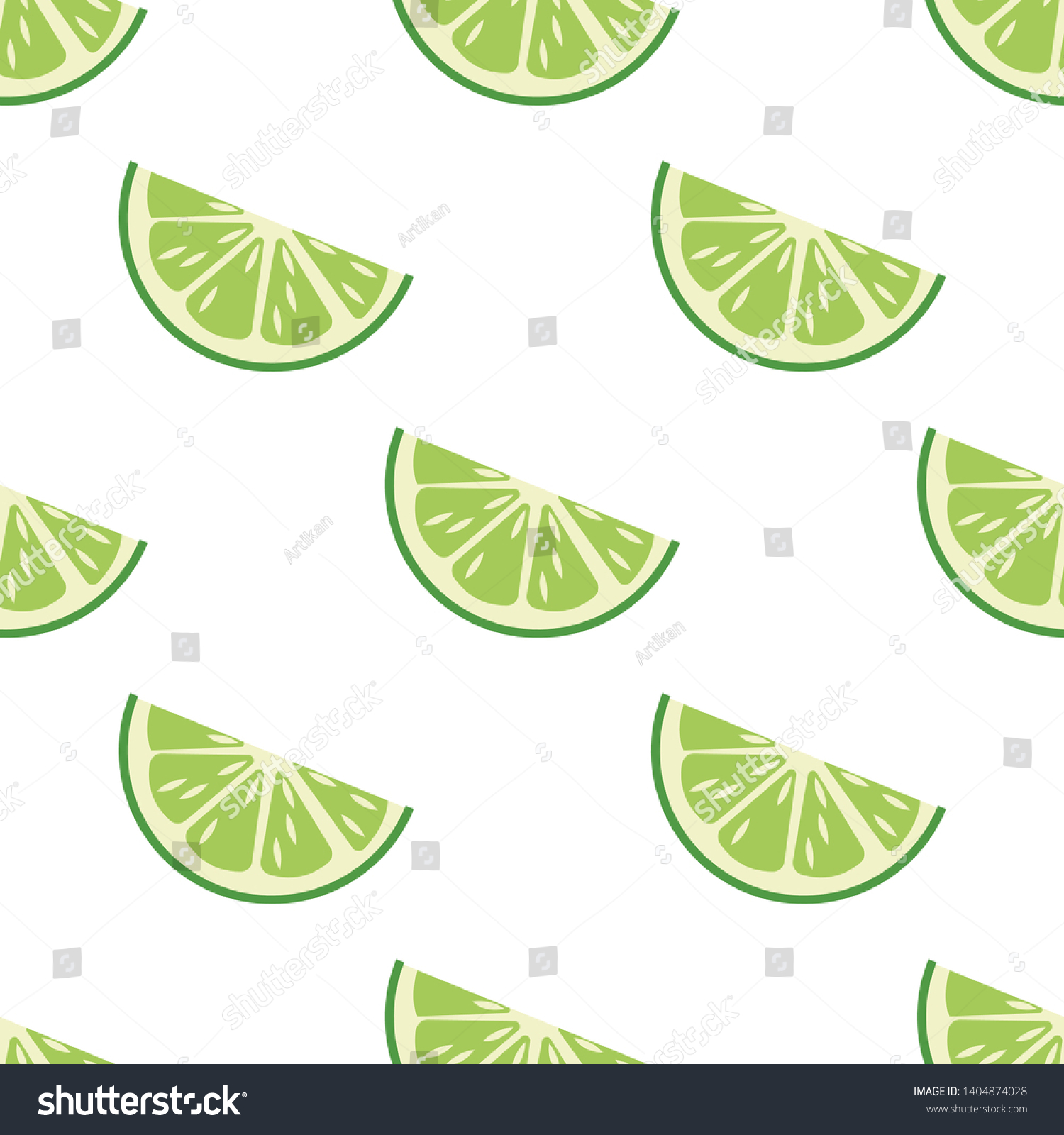 Pattern of slice of lime. Vector illustration in cartoon style #1404874028