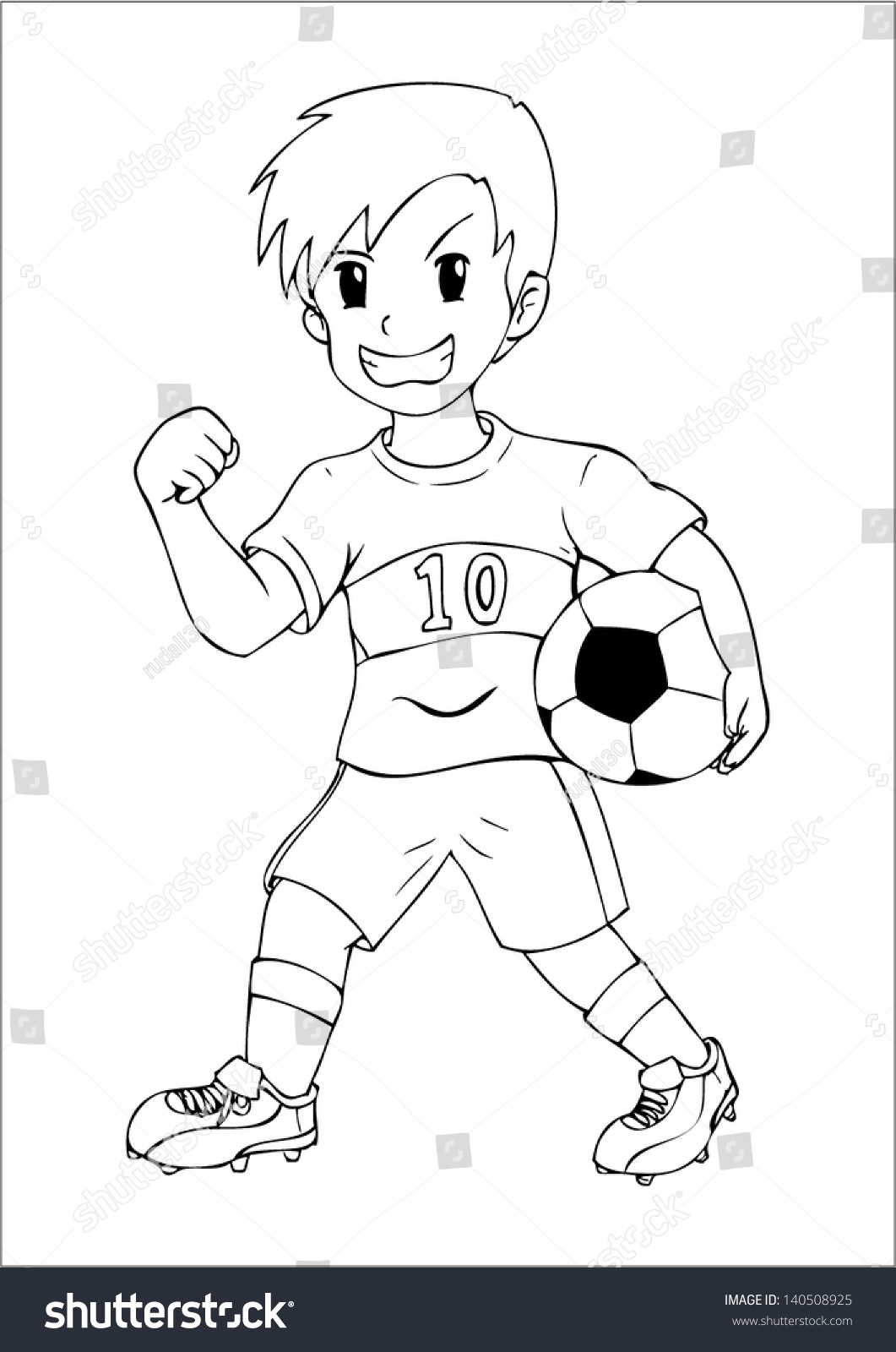 Outline Illustration Of A Boy Holding A Soccer Royalty Free Stock Vector Avopix Com