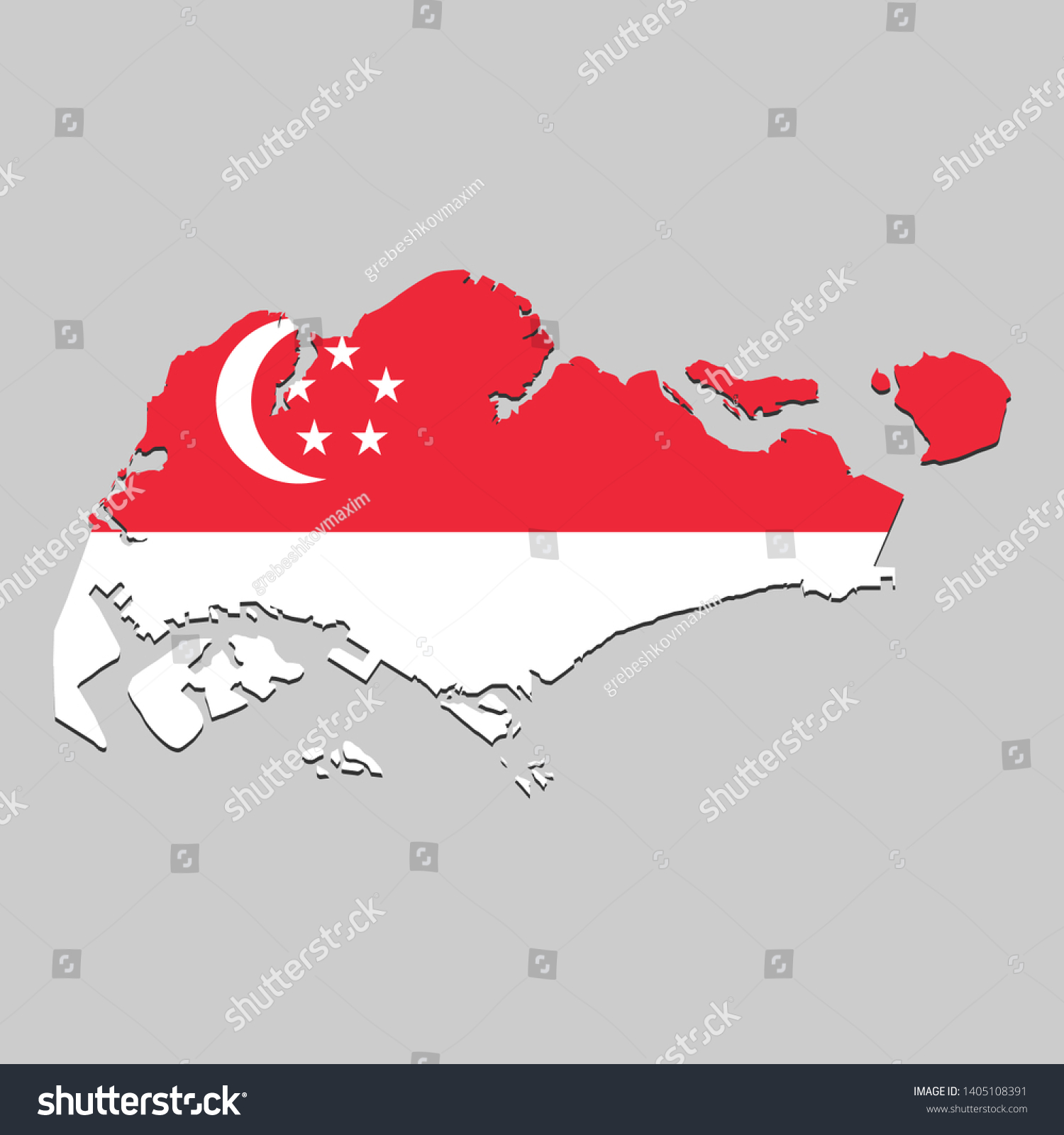 Map of Singapore with national flag. Vector - Royalty Free Stock Vector ...