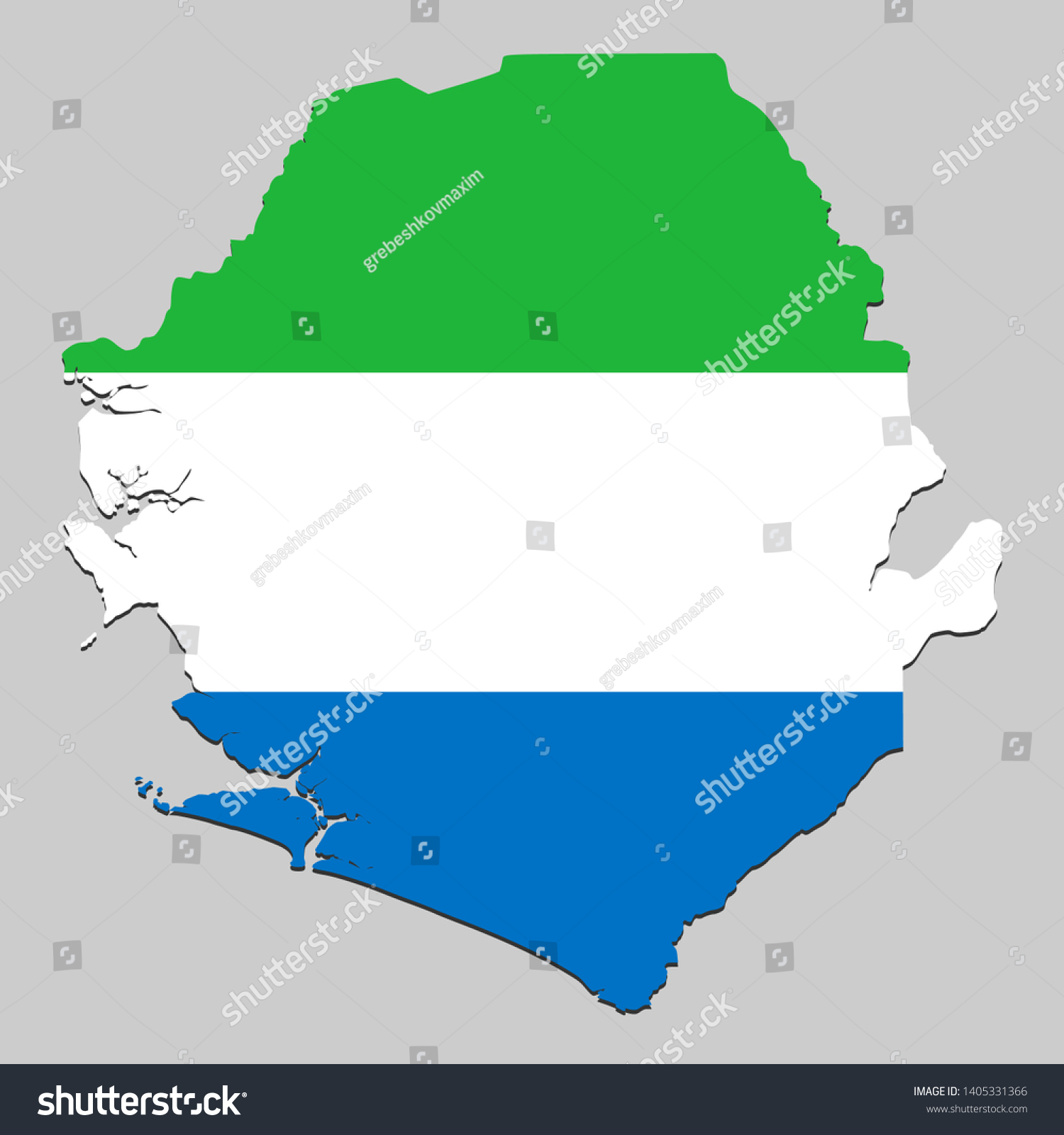 Map of Sierra Leone with national flag. Vector - Royalty Free Stock ...