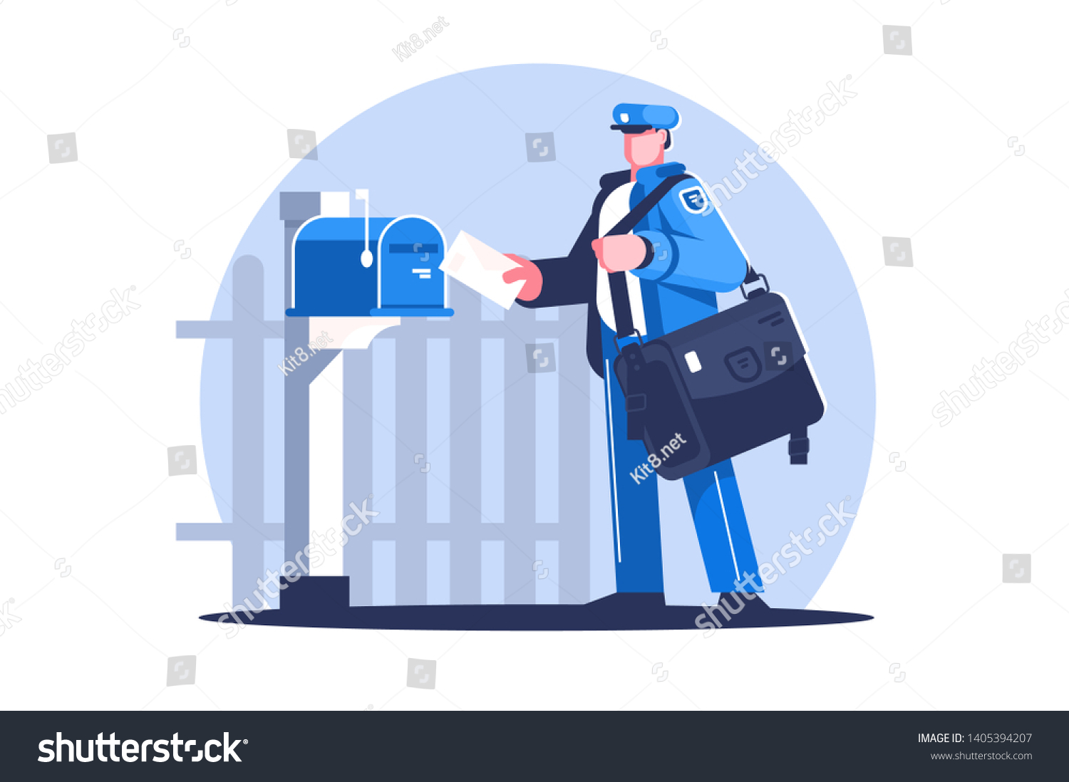 Postman With Bag Delivering Letters Vector Royalty Free Stock Vector 1405394207 