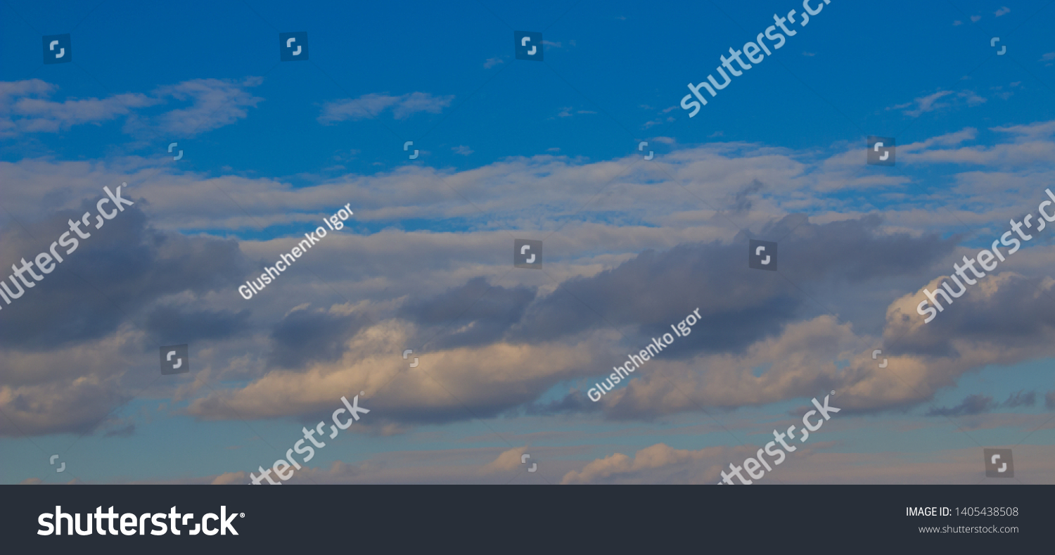 A flock of little clouds, Beautiful photo of clouds in the blue sky #1405438508