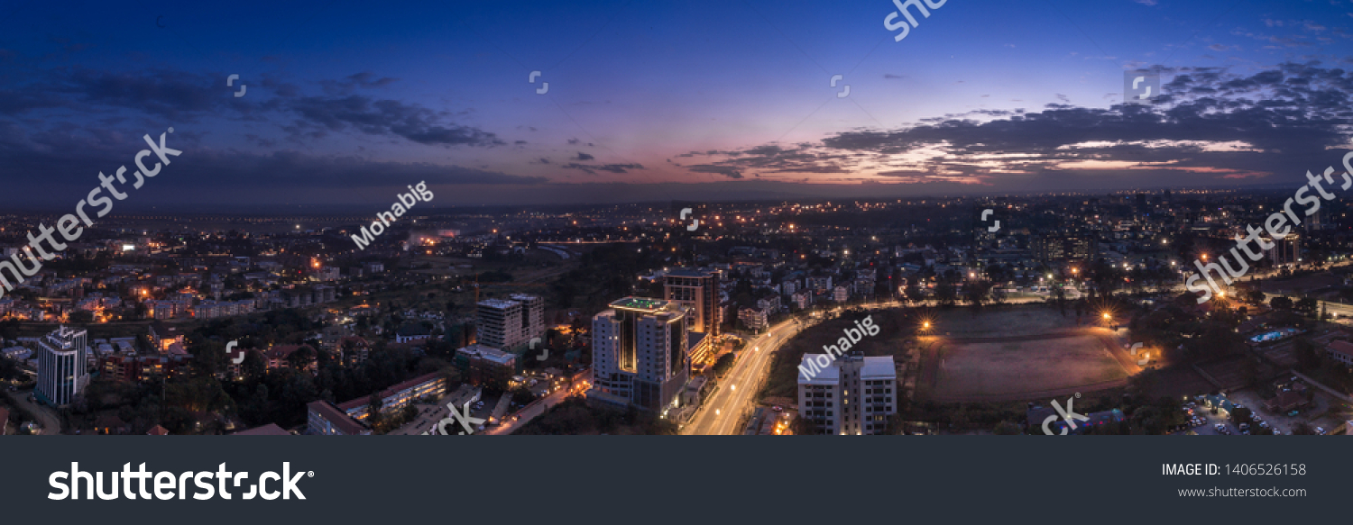 Panorama photo of Nairobi cityscape - capital city of Kenya, East Africa - Image #1406526158