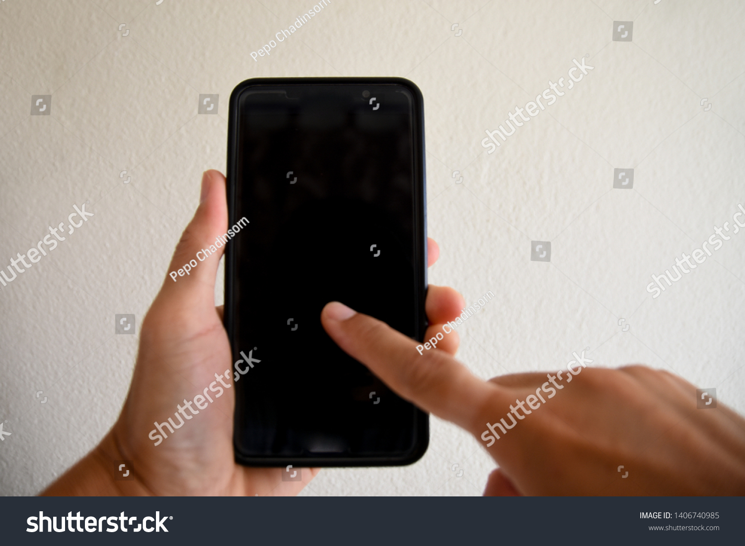 People using smartphones using hands #1406740985