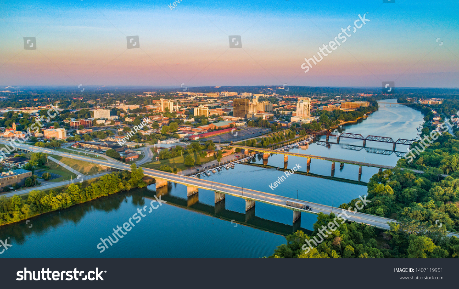 Augusta, Georgia, USA Downtown Skyline Aerial. #1407119951
