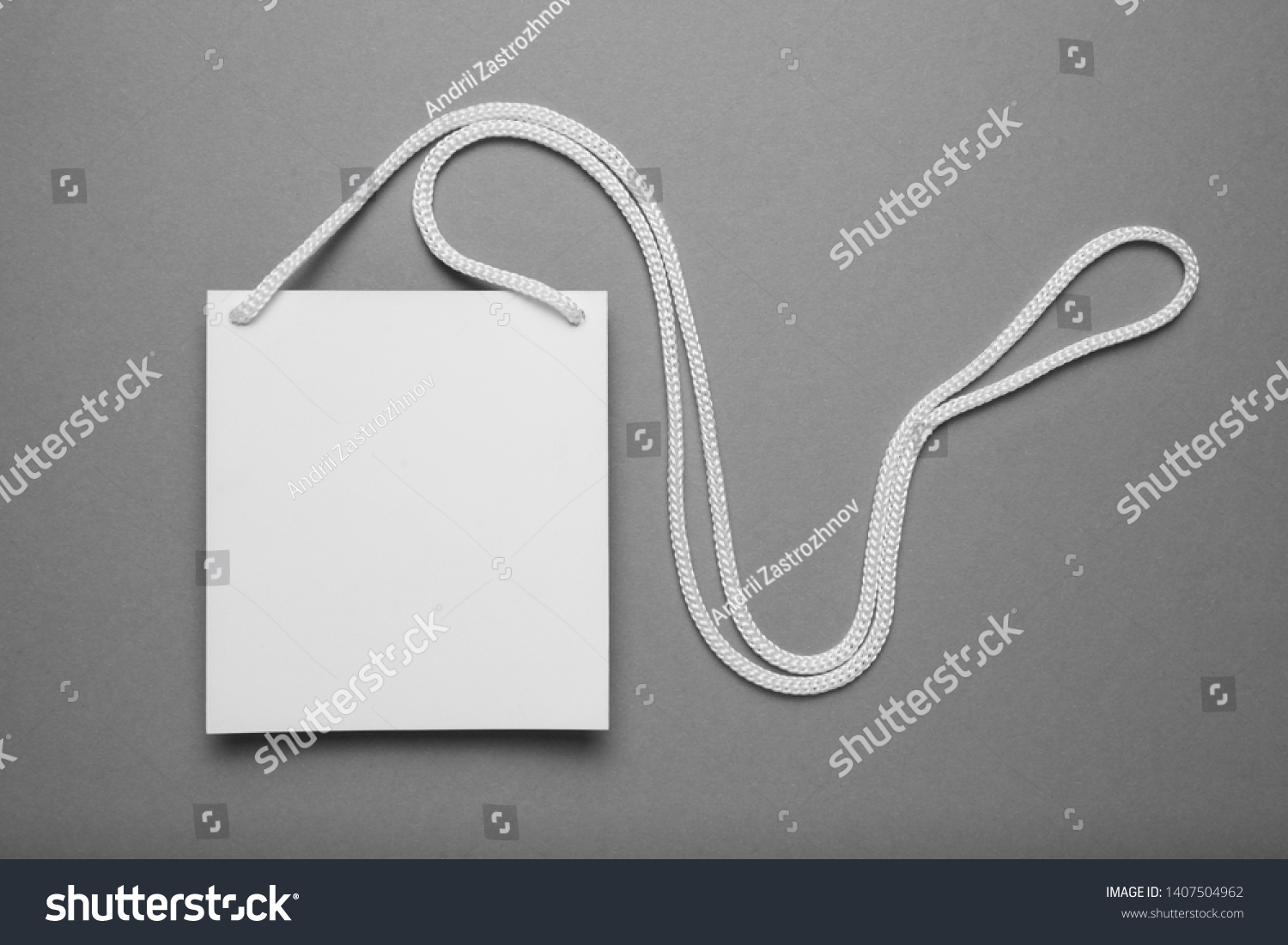 Name tag badge, isolated convention card blank on grey background. #1407504962
