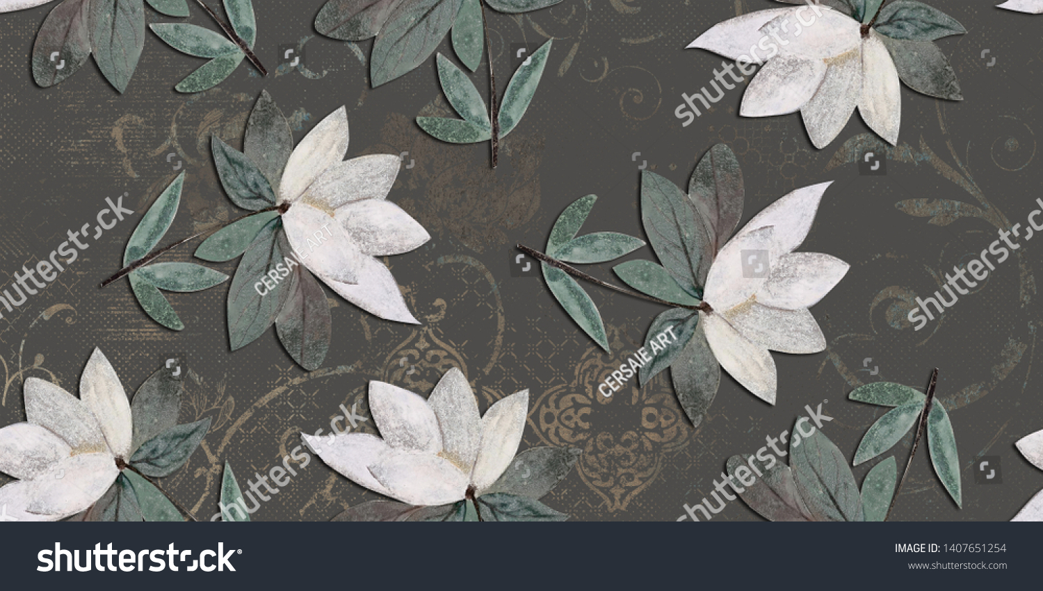 Seamless pattern floral pattern for tile #1407651254