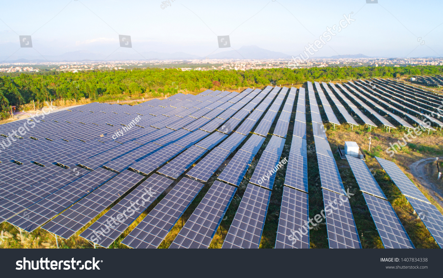 Modern large-scale photovoltaic solar panels. #1407834338