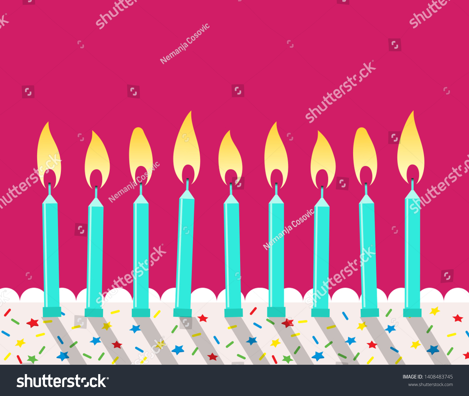 birthday candles row on the cake, white icing, - Royalty Free Stock ...