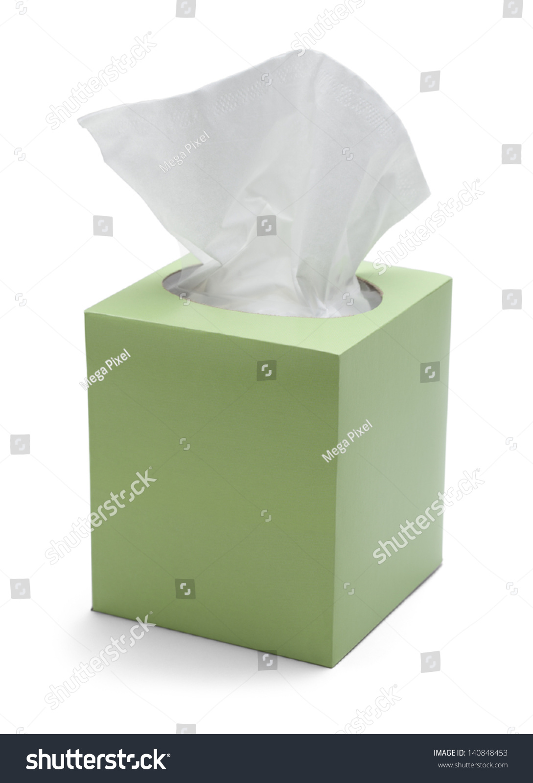 Green Box of Tissues Isolated On White Background. #140848453