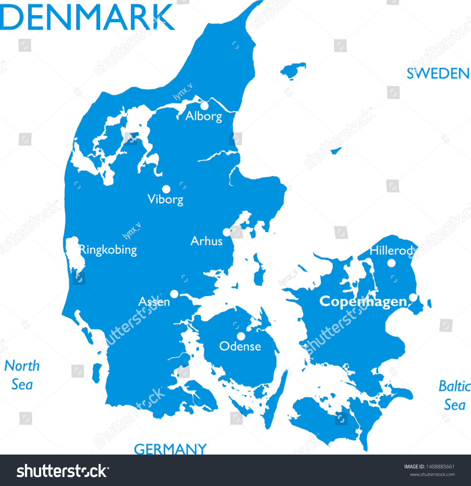 Vector map of Denmark | Outline detailed map - Royalty Free Stock ...