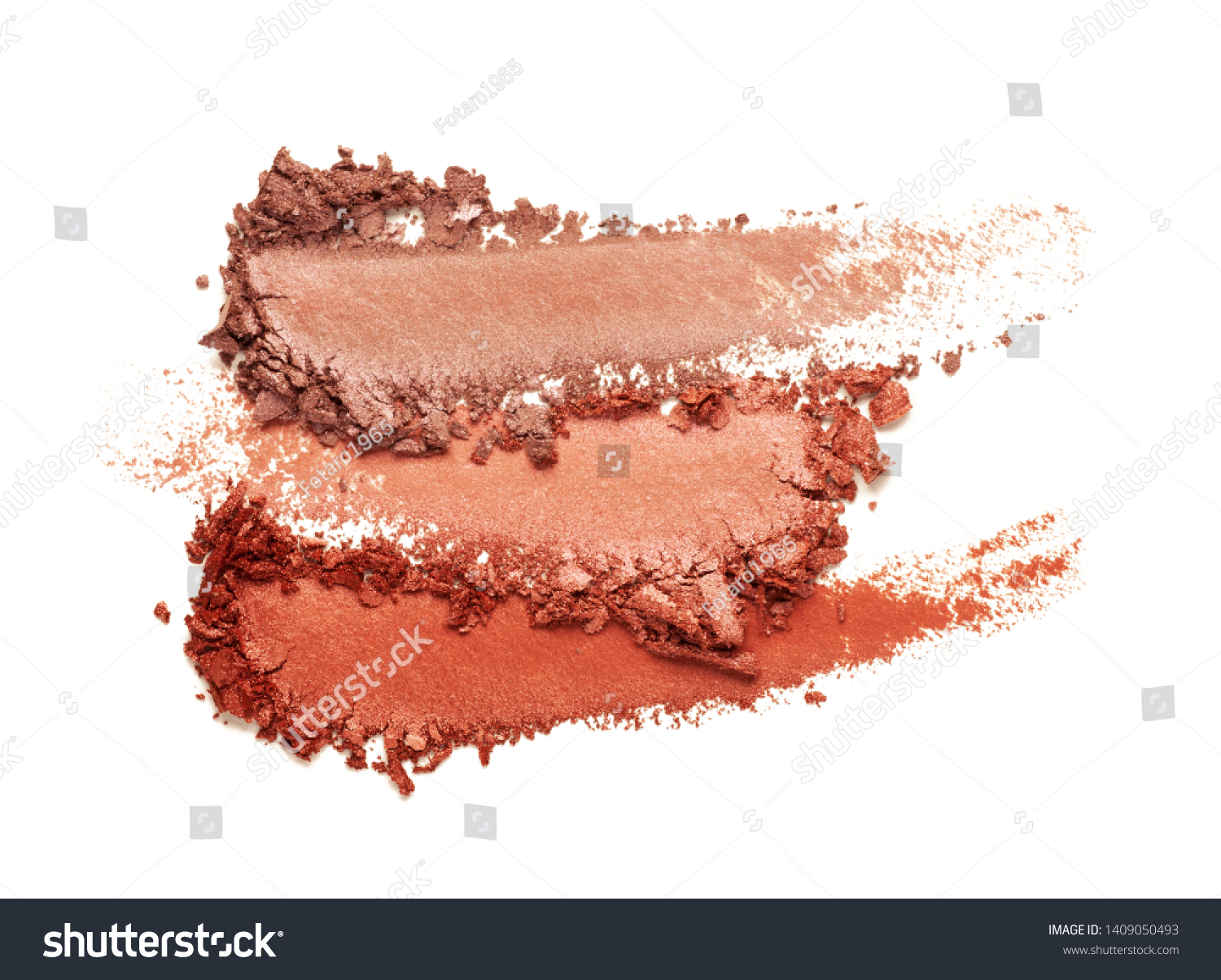 Eye shadow glitter shimmer red brown multi colored texture background white isolated  #1409050493