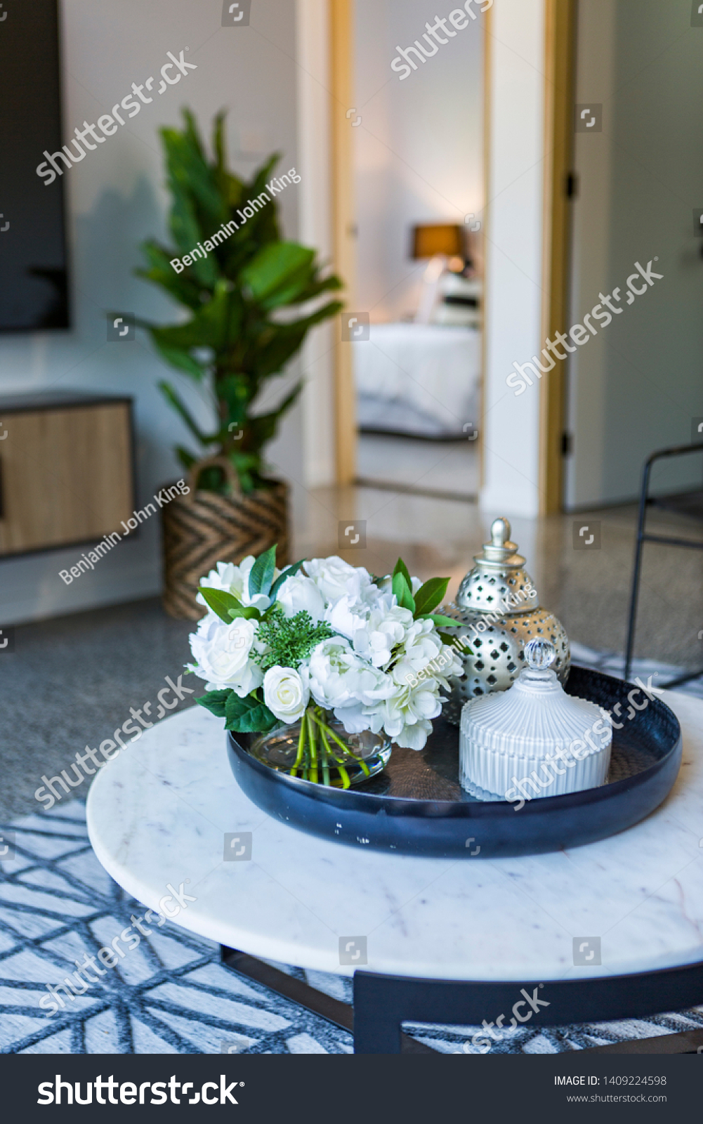 modern centrepiece on living room table #1409224598