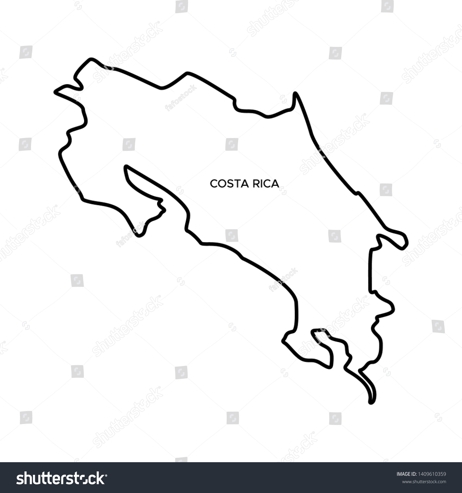 Outline Map of Costa Rica Vector Design Template - Royalty Free Stock ...