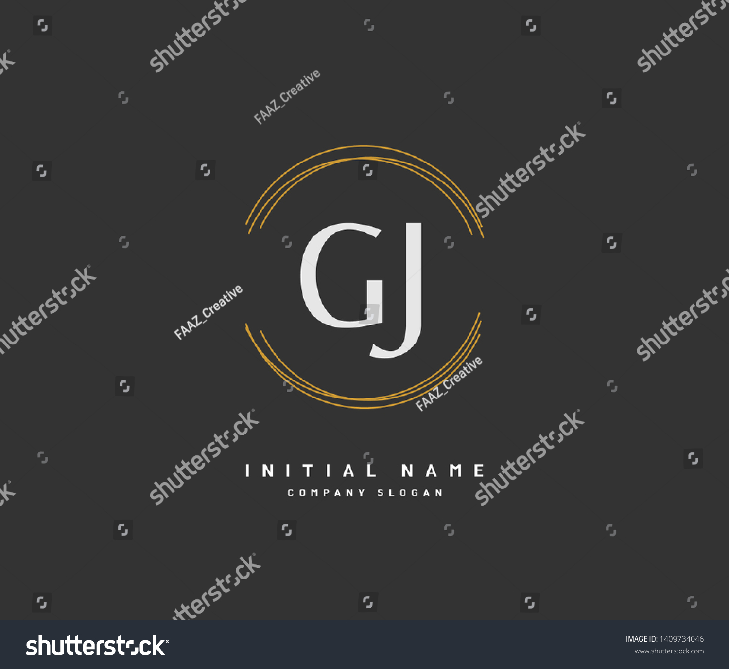 G J GJ Beauty vector initial logo, handwriting - Royalty Free Stock ...