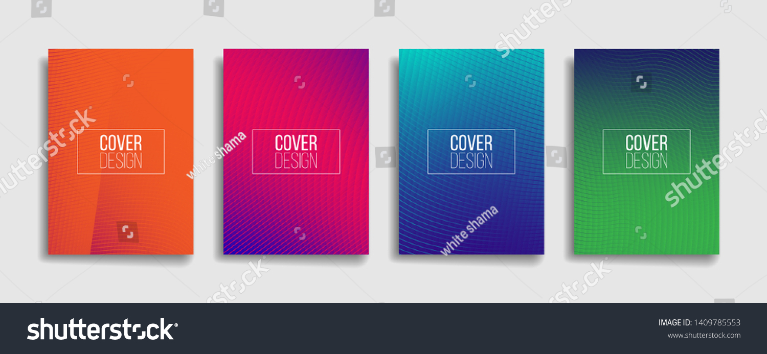 bright gradient color abstract line pattern background cover design. modern background design with trendy and vivid vibrant color. blue violet red orange green placard poster vector cover template. #1409785553