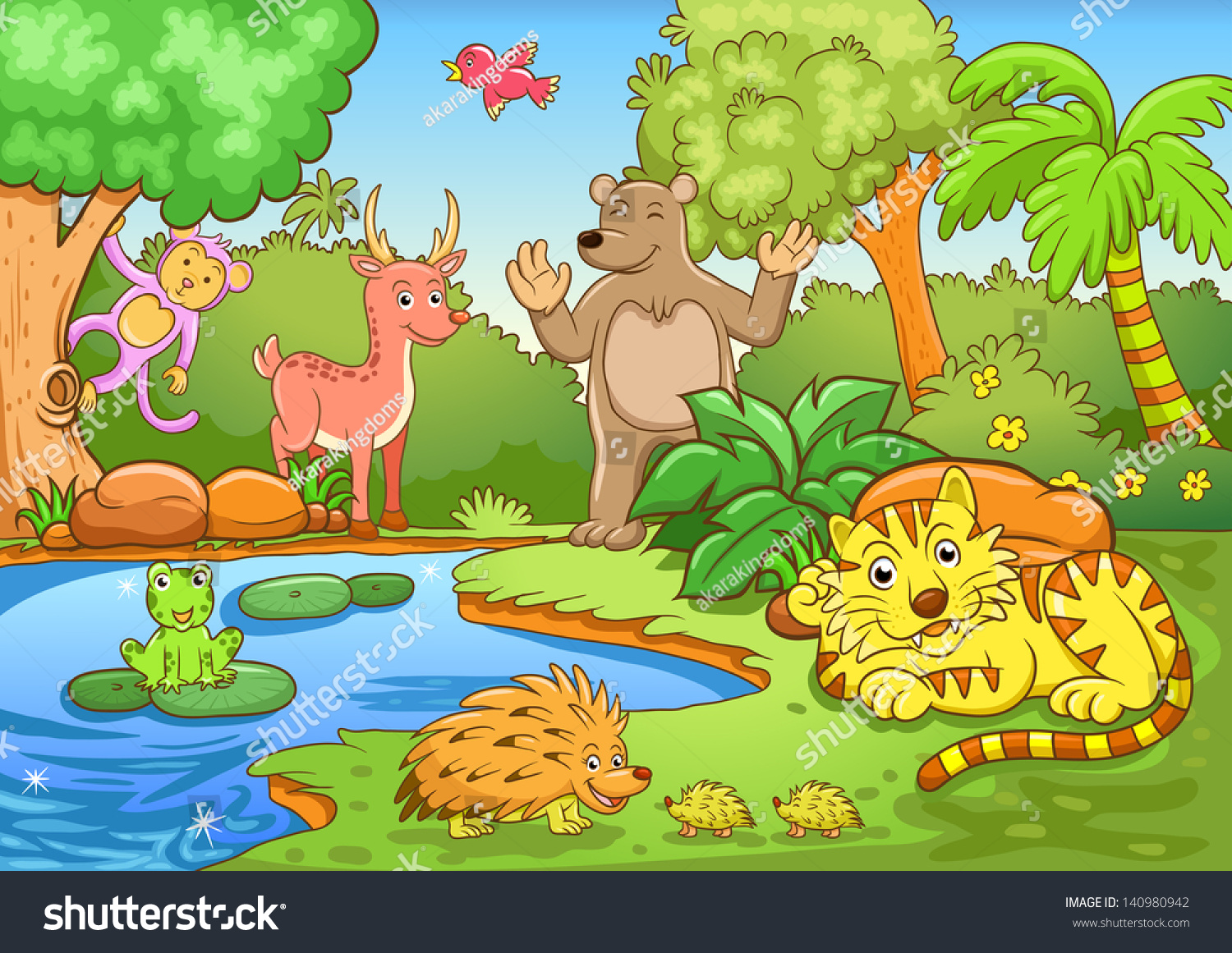 140980942 Shutterstock Animals In Forest Eps10 File Simple