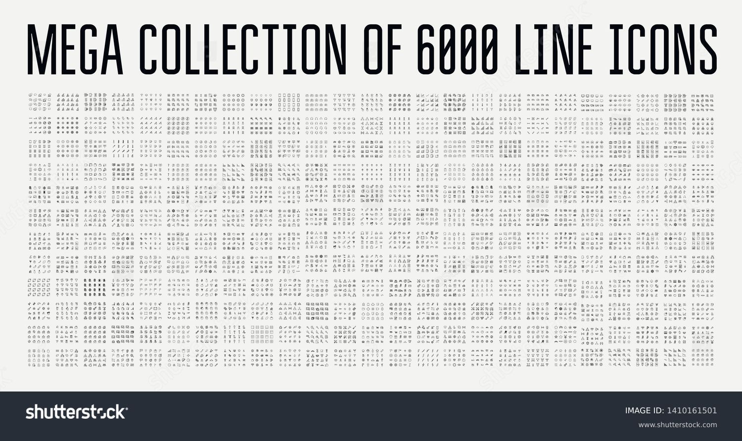 Set of 6000 modern thin line icons. Outline isolated signs for mobile and web. High quality pictograms. Linear icons set of business, medical, UI and UX, media, money, travel, etc. #1410161501
