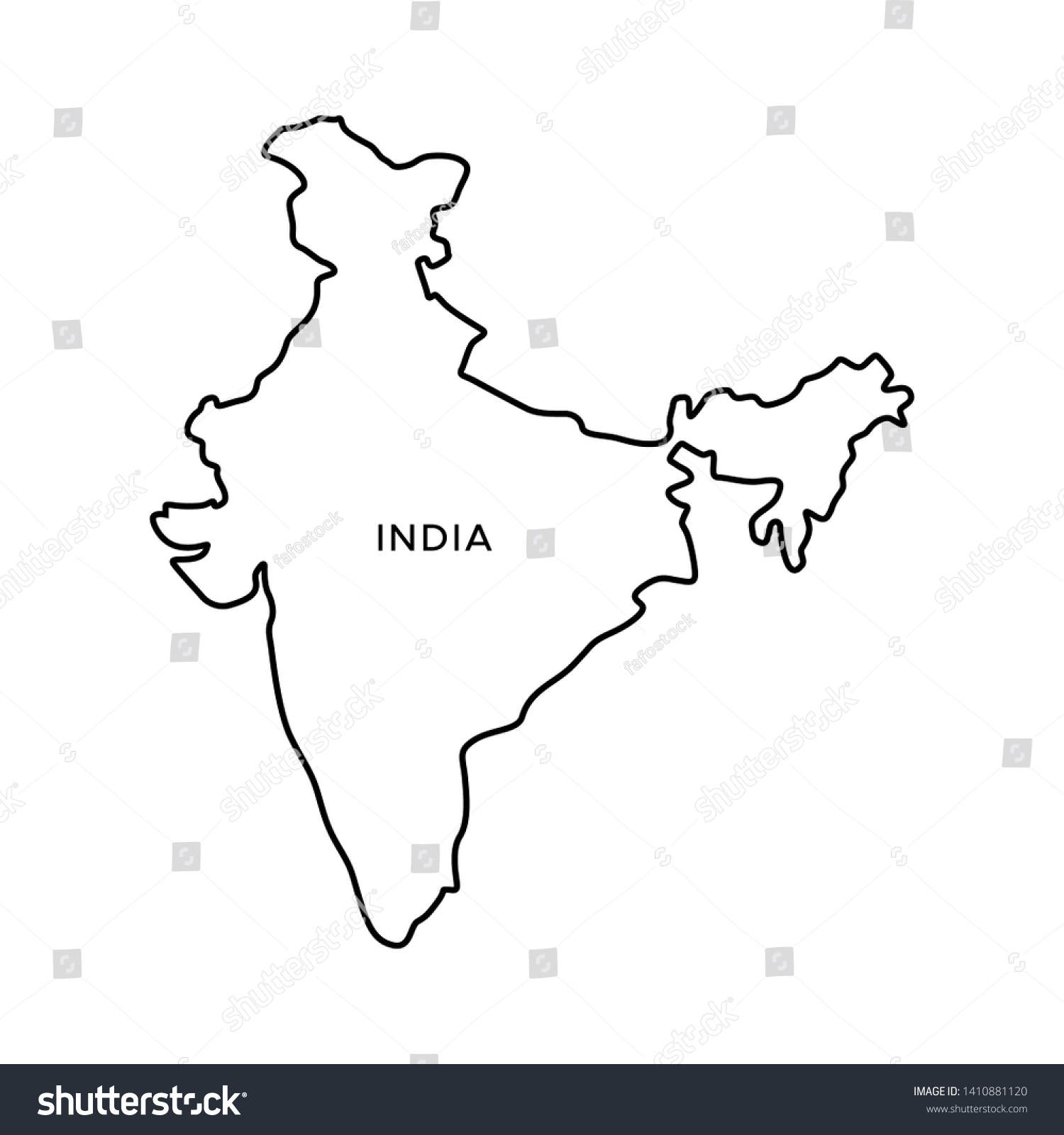 Outline Map of India Vector Design Template. - Royalty Free Stock ...