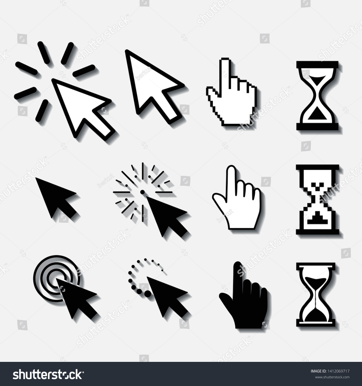 Set of flat modern cursor icons - Royalty Free Stock Photo 1412069717 ...