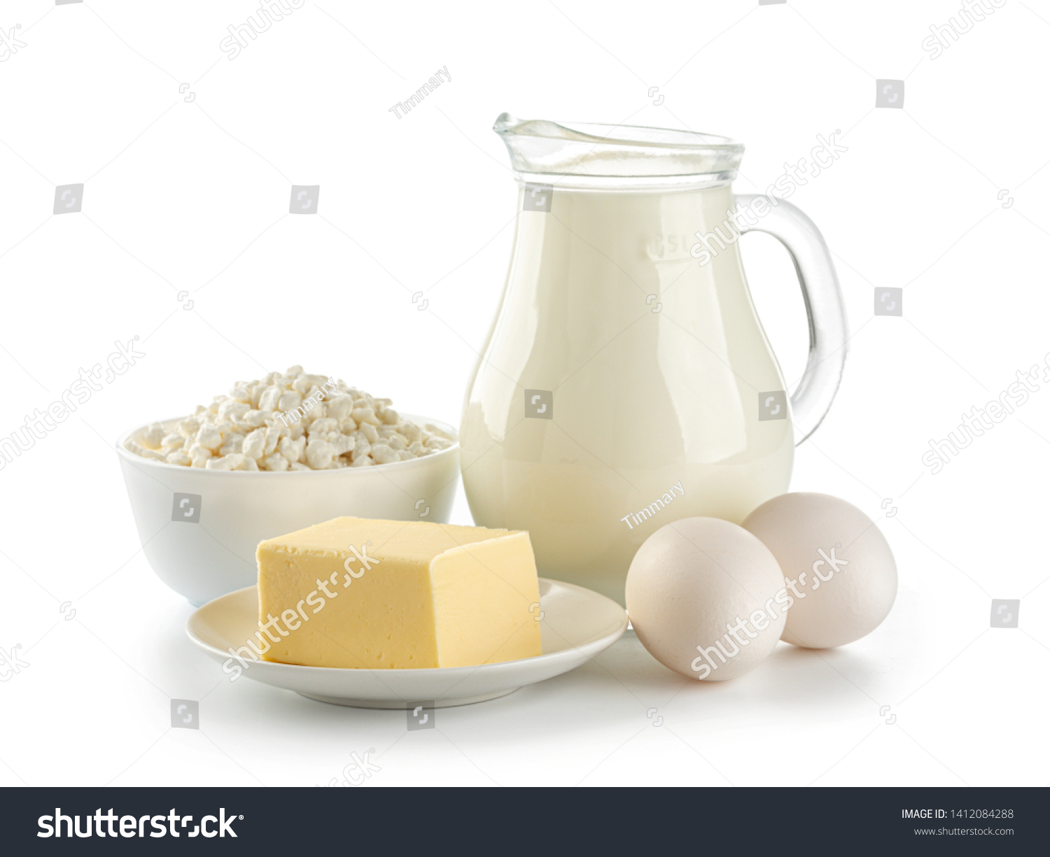 Organic dairy products isolated on a white background #1412084288