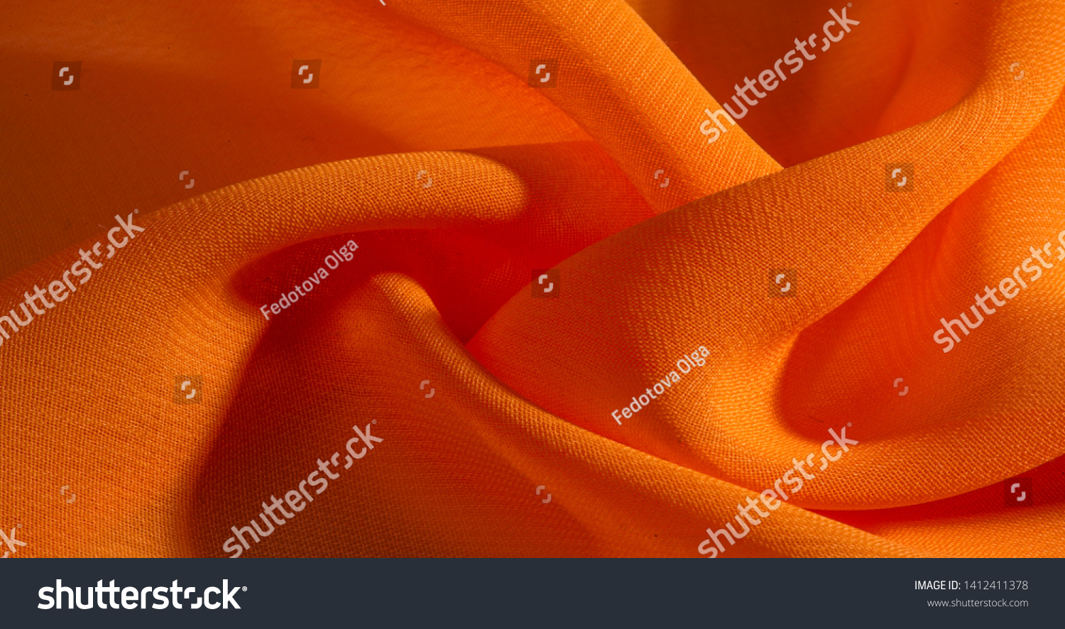 background, pattern, texture, Orange silk fabric has a brilliant luster. It folds into soft folds when draping and is the most versatile fabric. Be creative with beautiful accents of your design. #1412411378