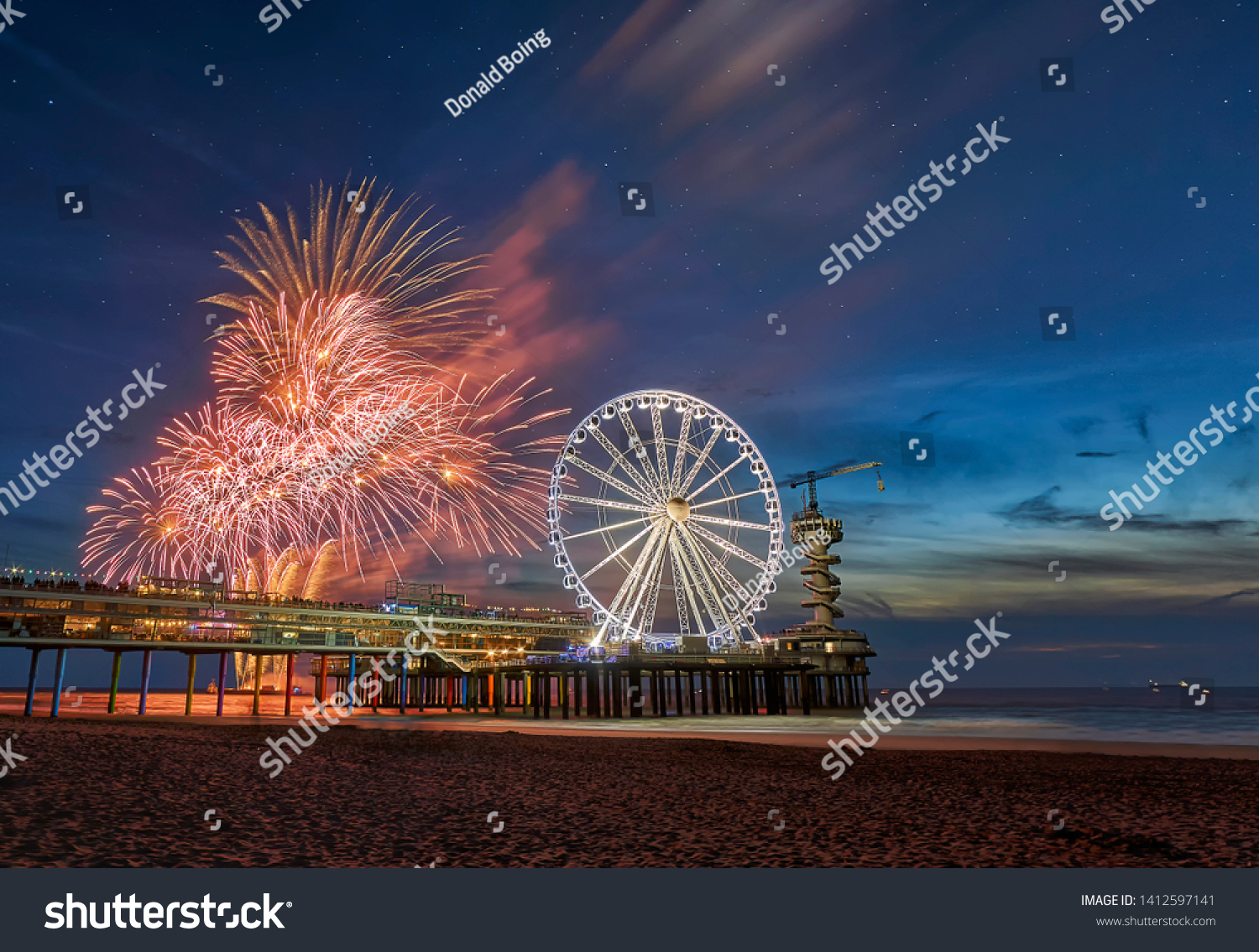 Fireworks festival at the north sea pier in Scheveningen                 #1412597141