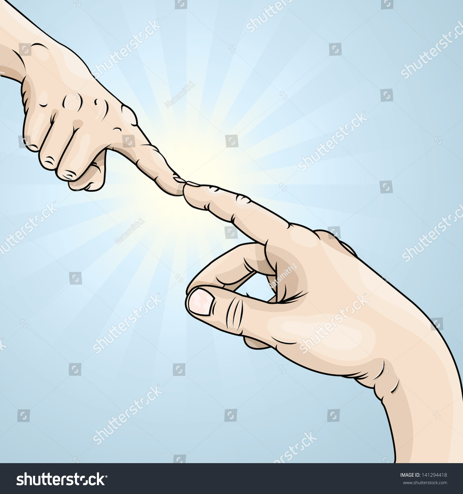 Vector Drawing Of Two Fingers Touching Divine Royalty Free Stock Vector Avopix Com