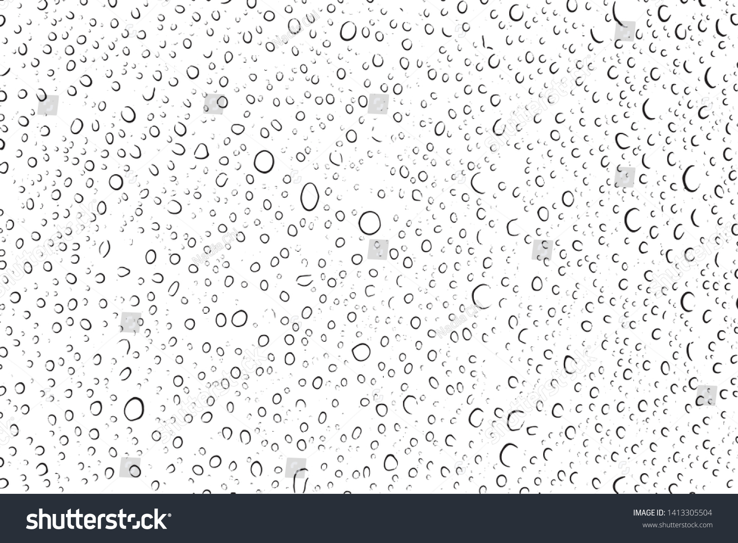 Small water drops texture vector. Rainy window overlay texture. Rain on glass background. Abstract halftone textured effect. Vector Illustration. EPS10. #1413305504